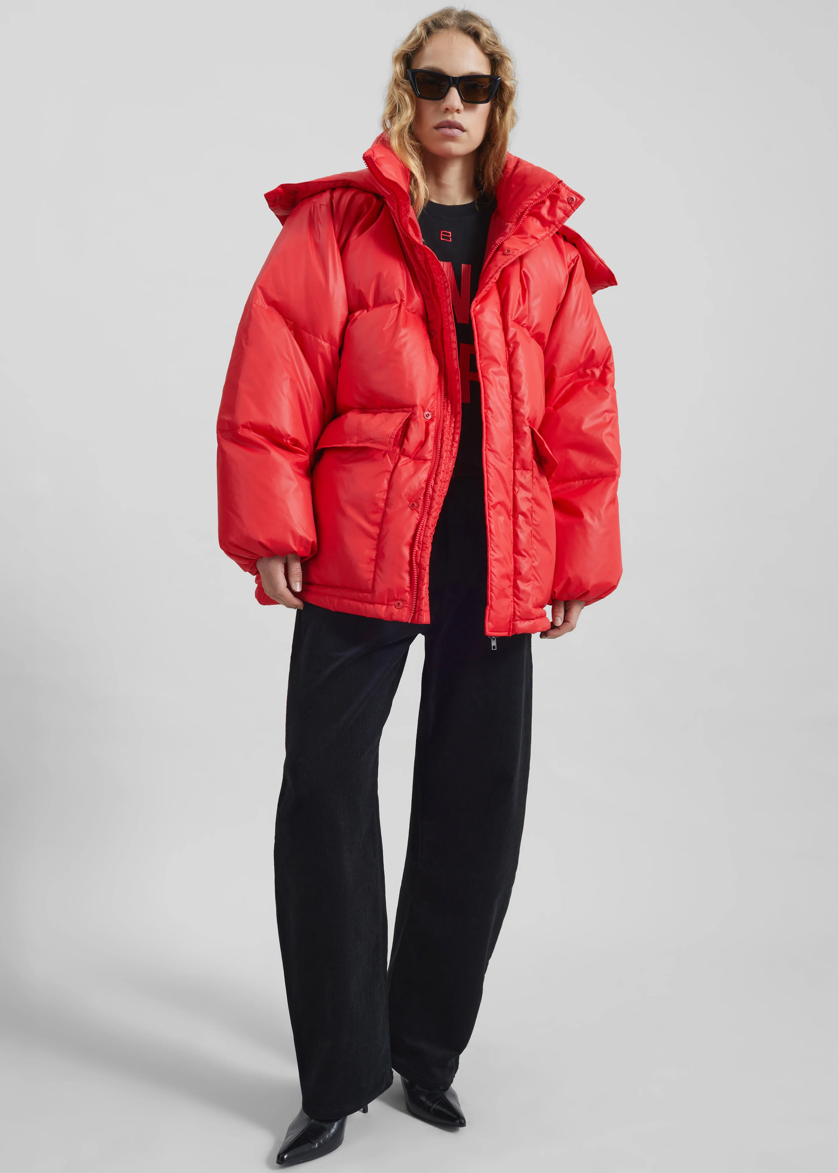 Riom Hooded Puffer Jacket - Red - Image 4