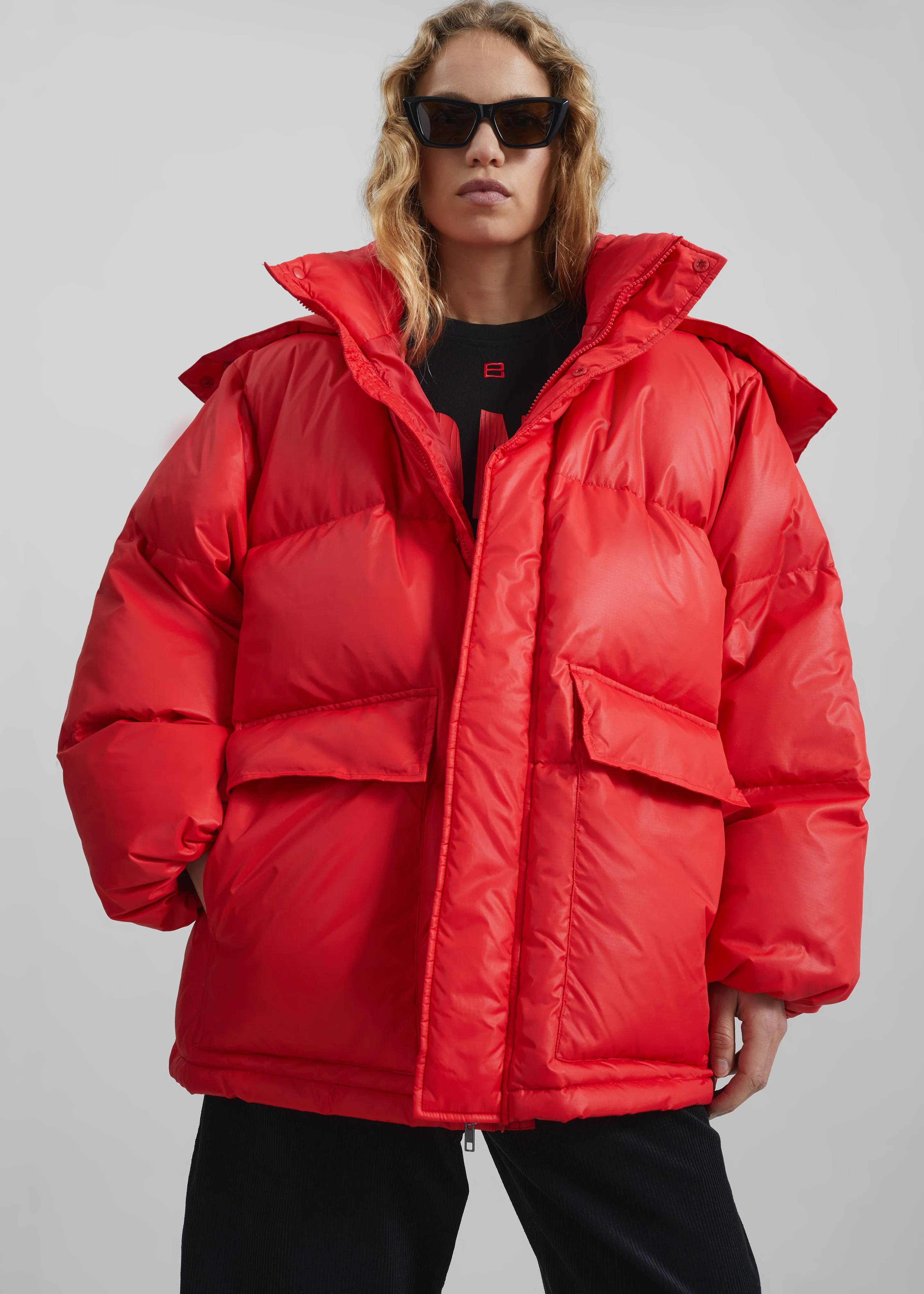Riom Hooded Puffer Jacket - Red - Image 5