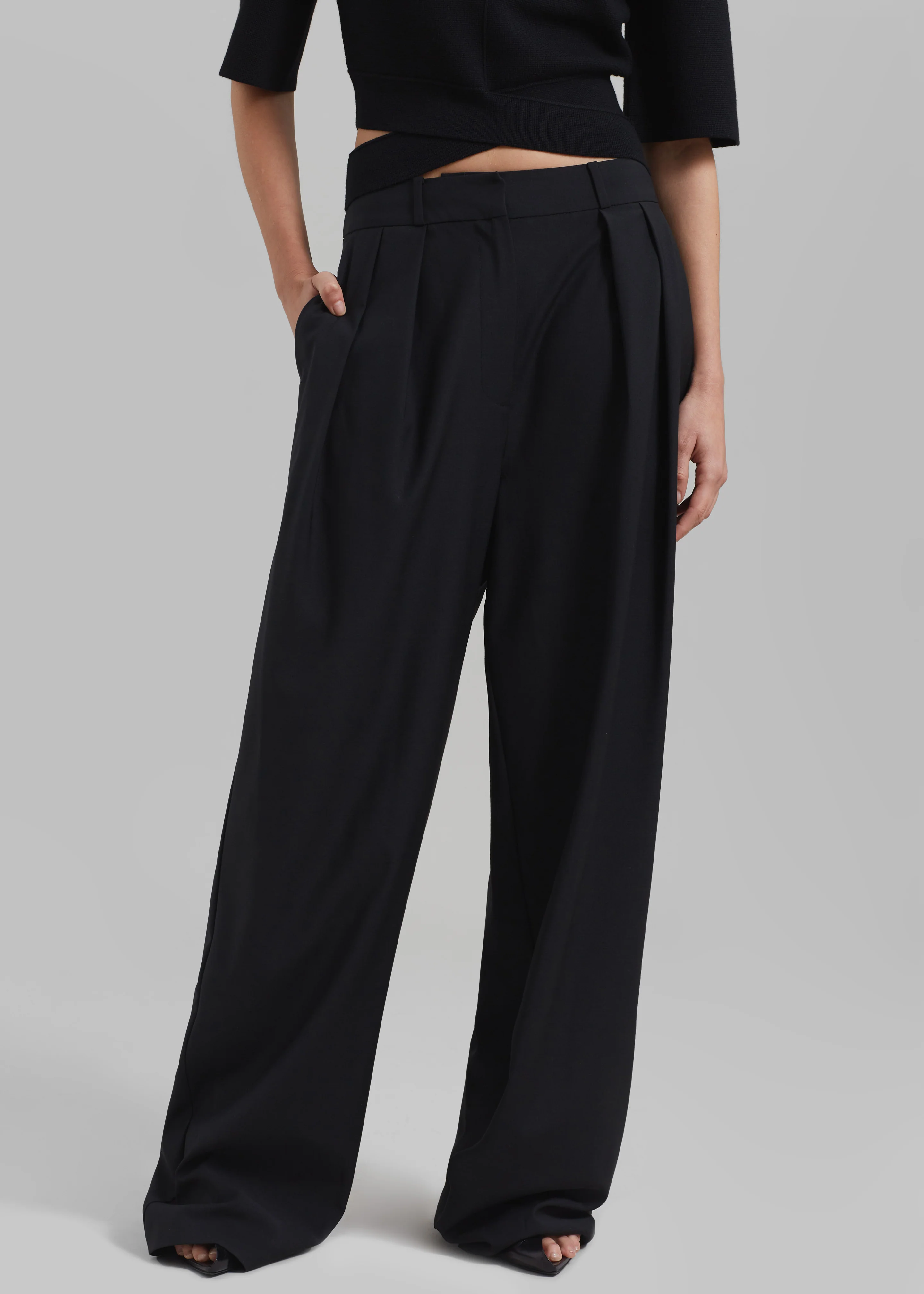Ripley Pleated Trousers - Black - Image 3