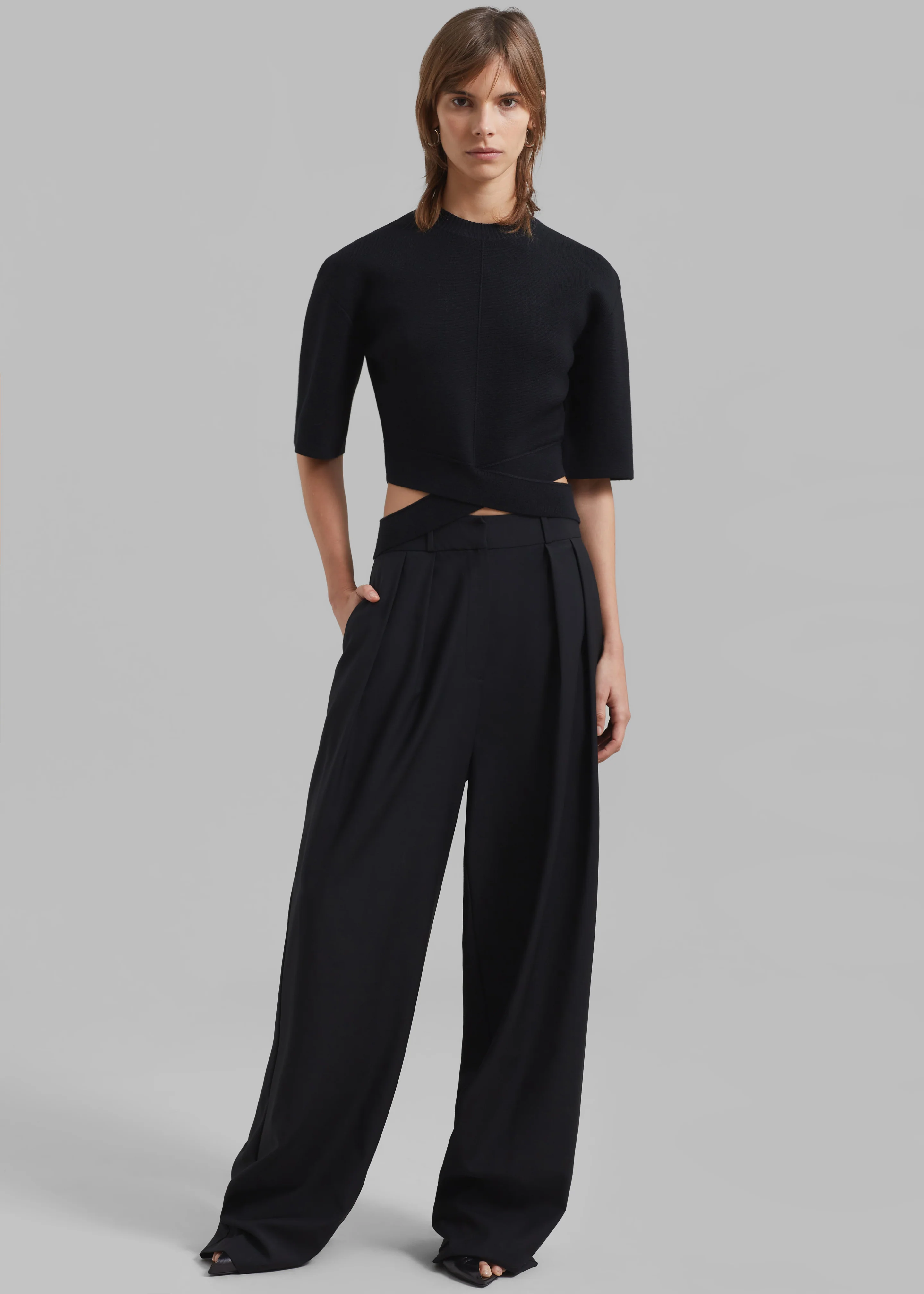 Ripley Pleated Trousers - Black - Image 4