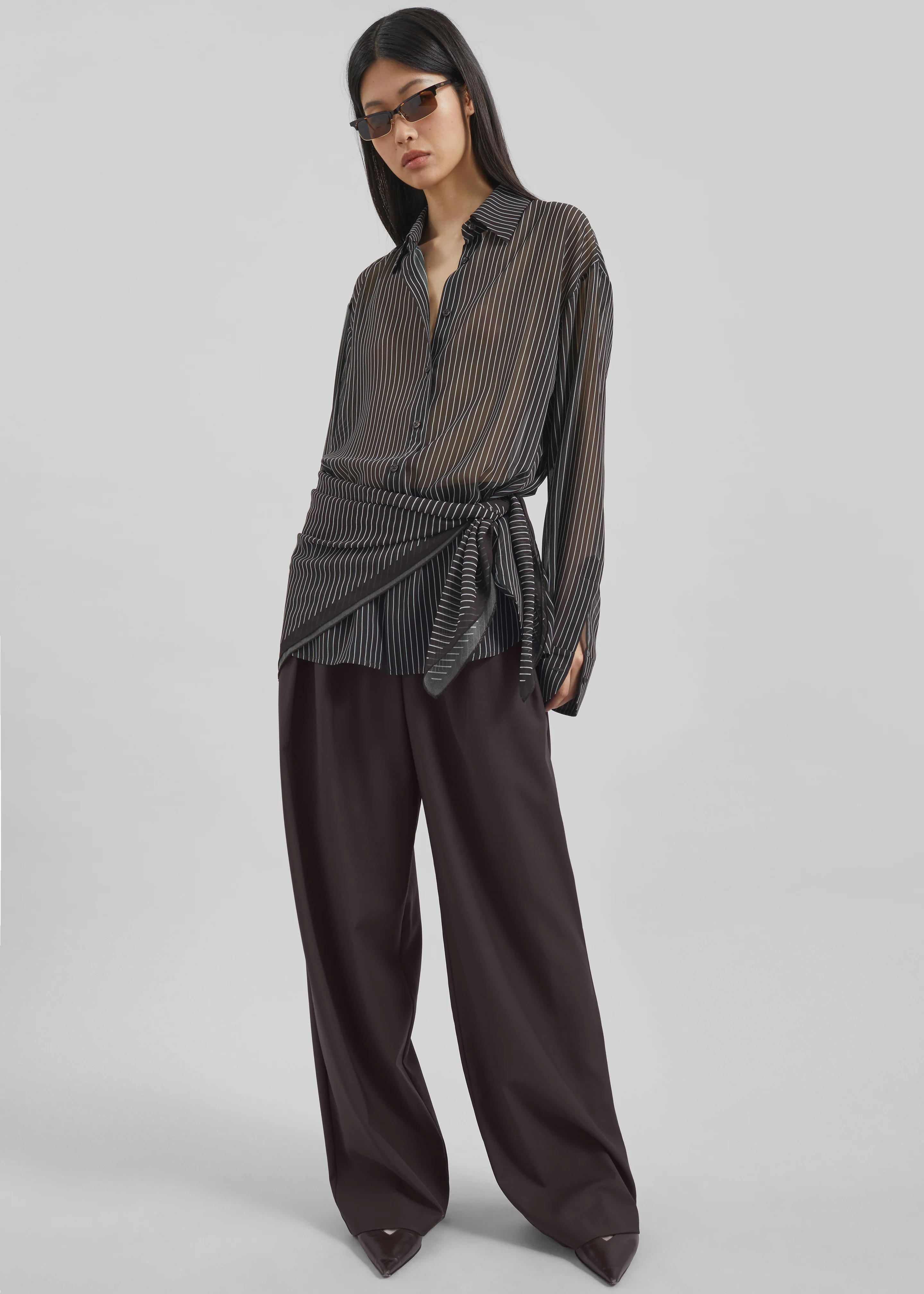 Ripley Pleated Trousers - Brown - Image 3