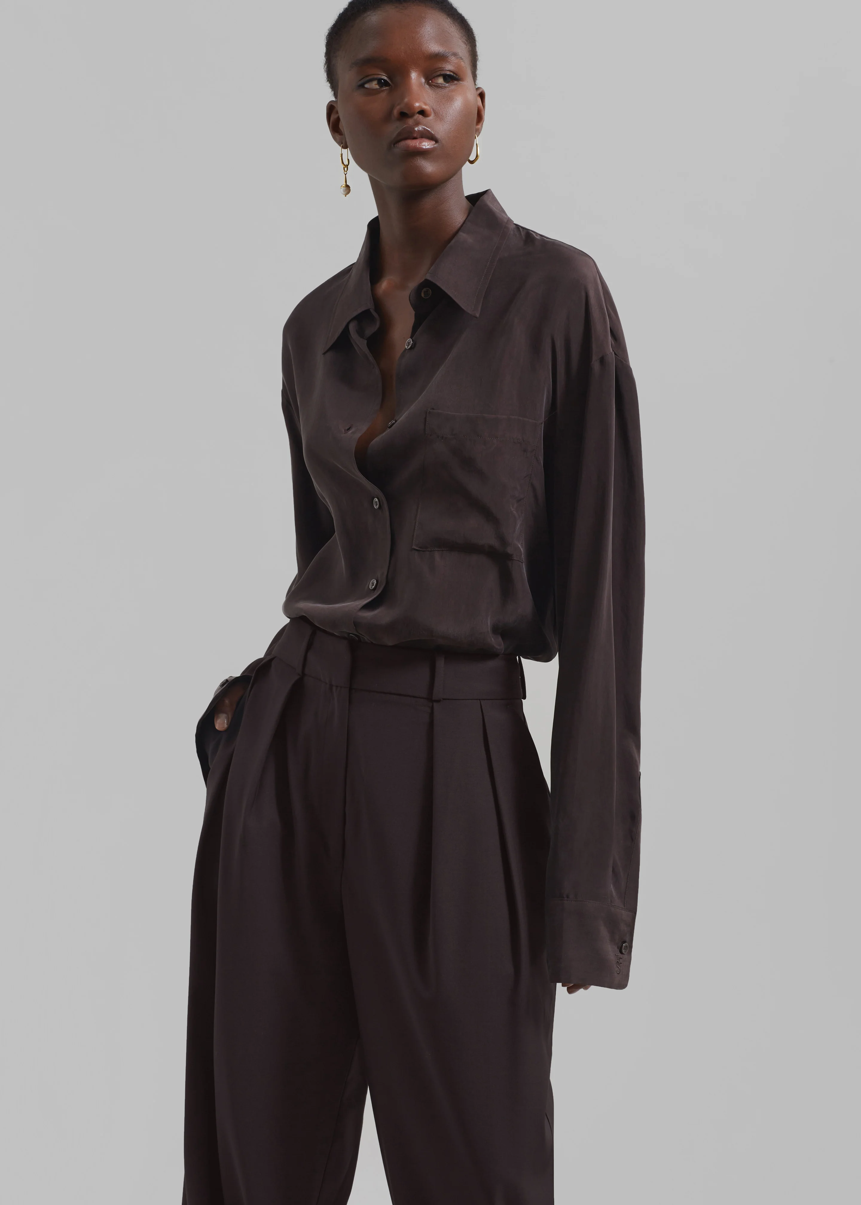 Ripley Pleated Trousers - Brown - Image 5