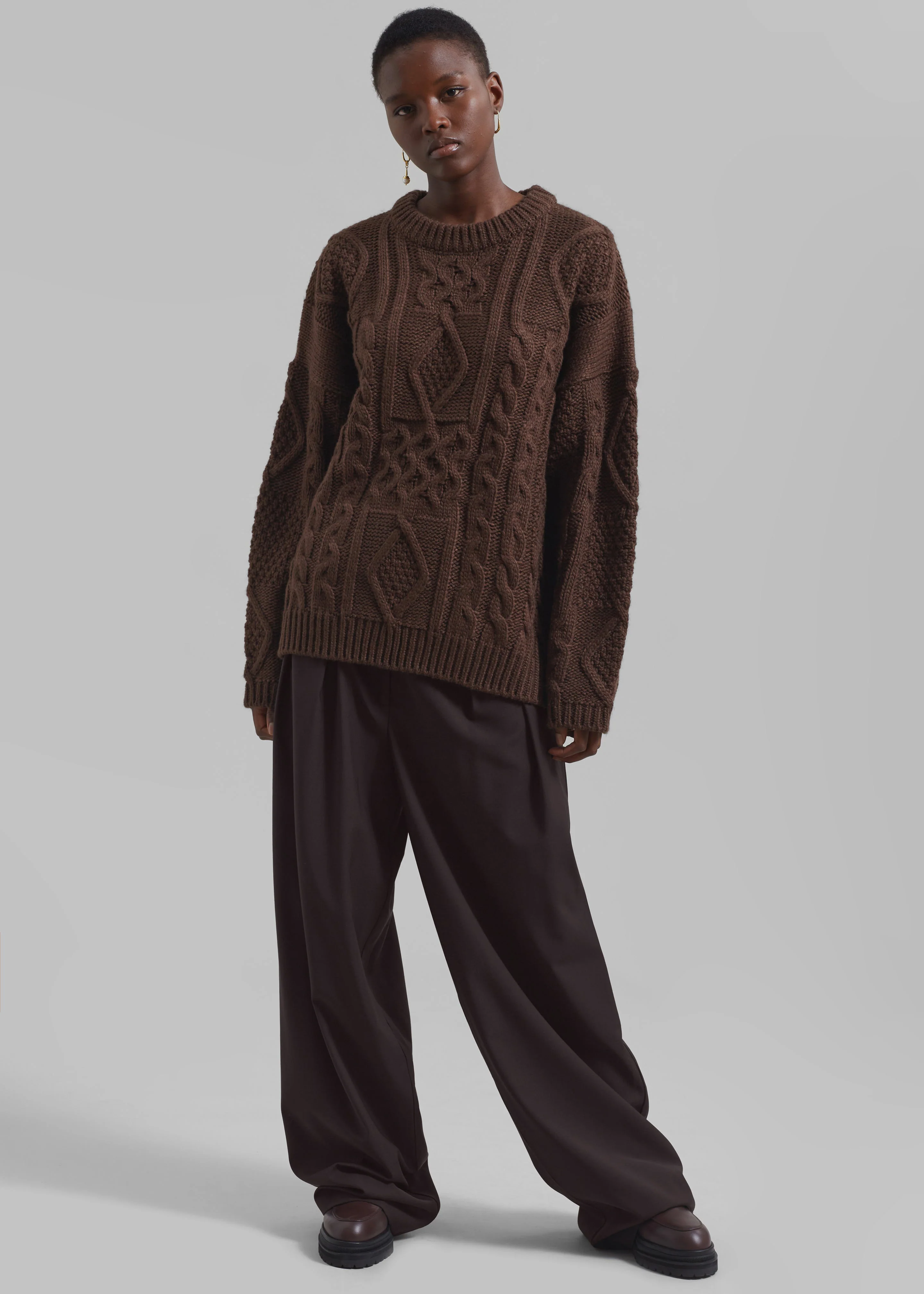 Ripley Pleated Trousers - Brown - Image 7
