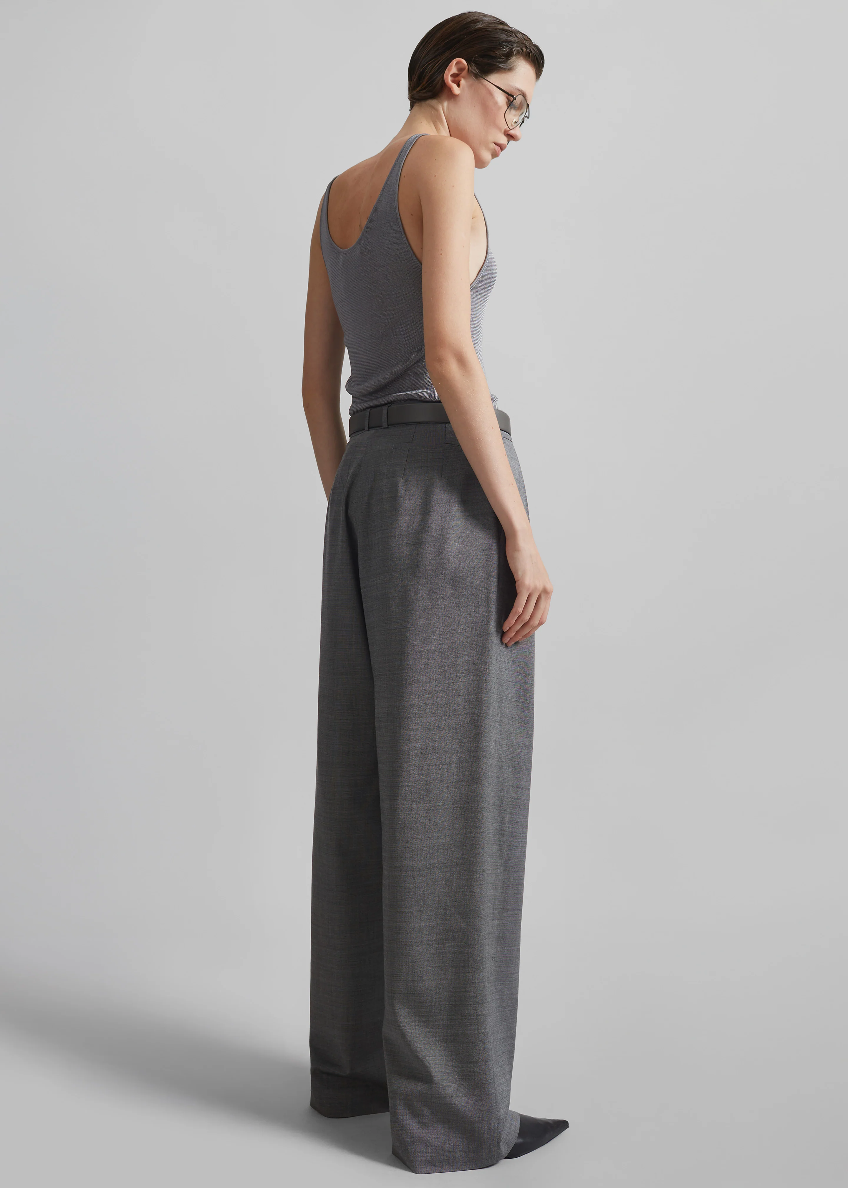 Ripley Pleated Trousers - Grey Melange - Image 12