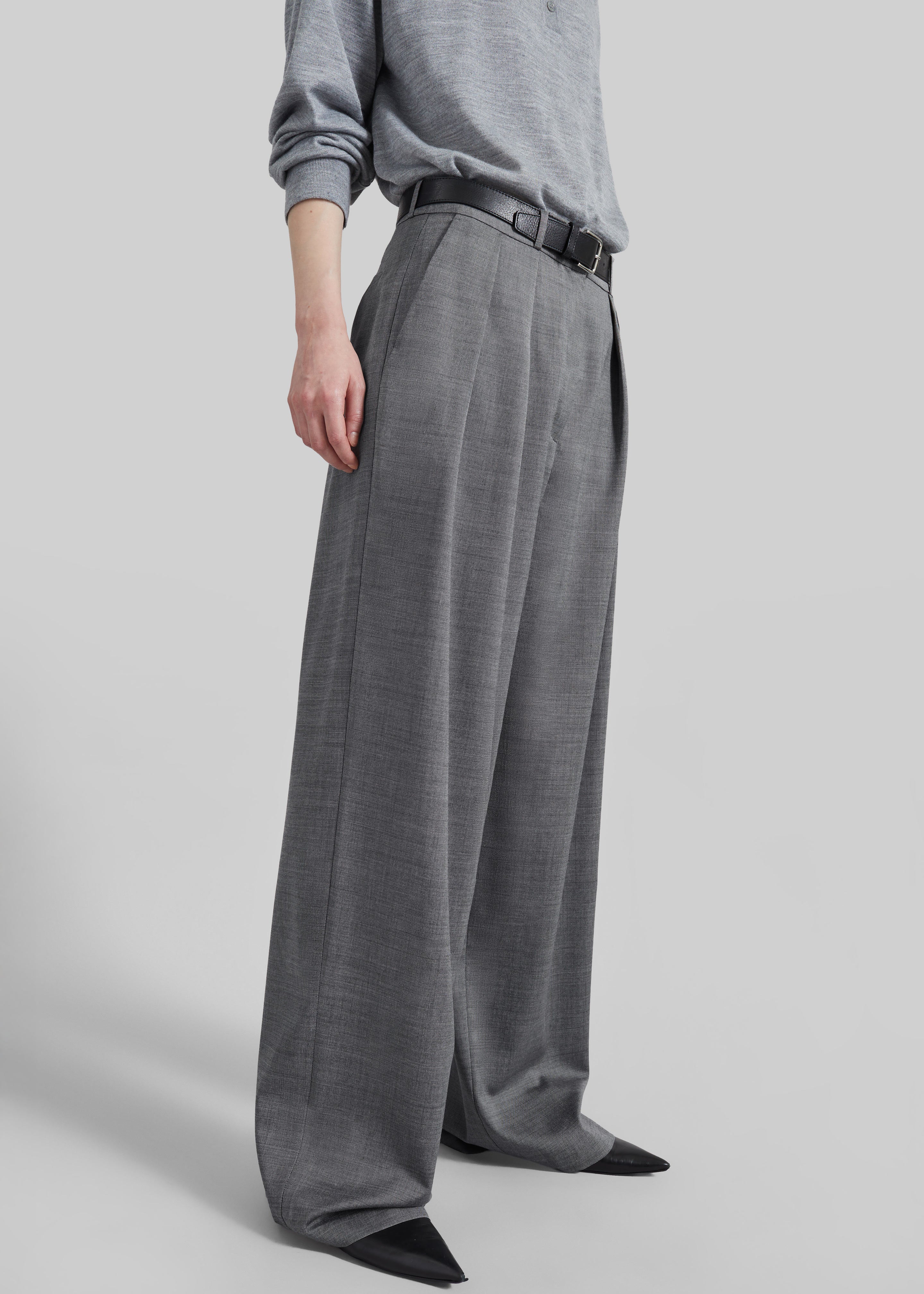 Ripley Pleated Trousers - Grey Melange - Image 5