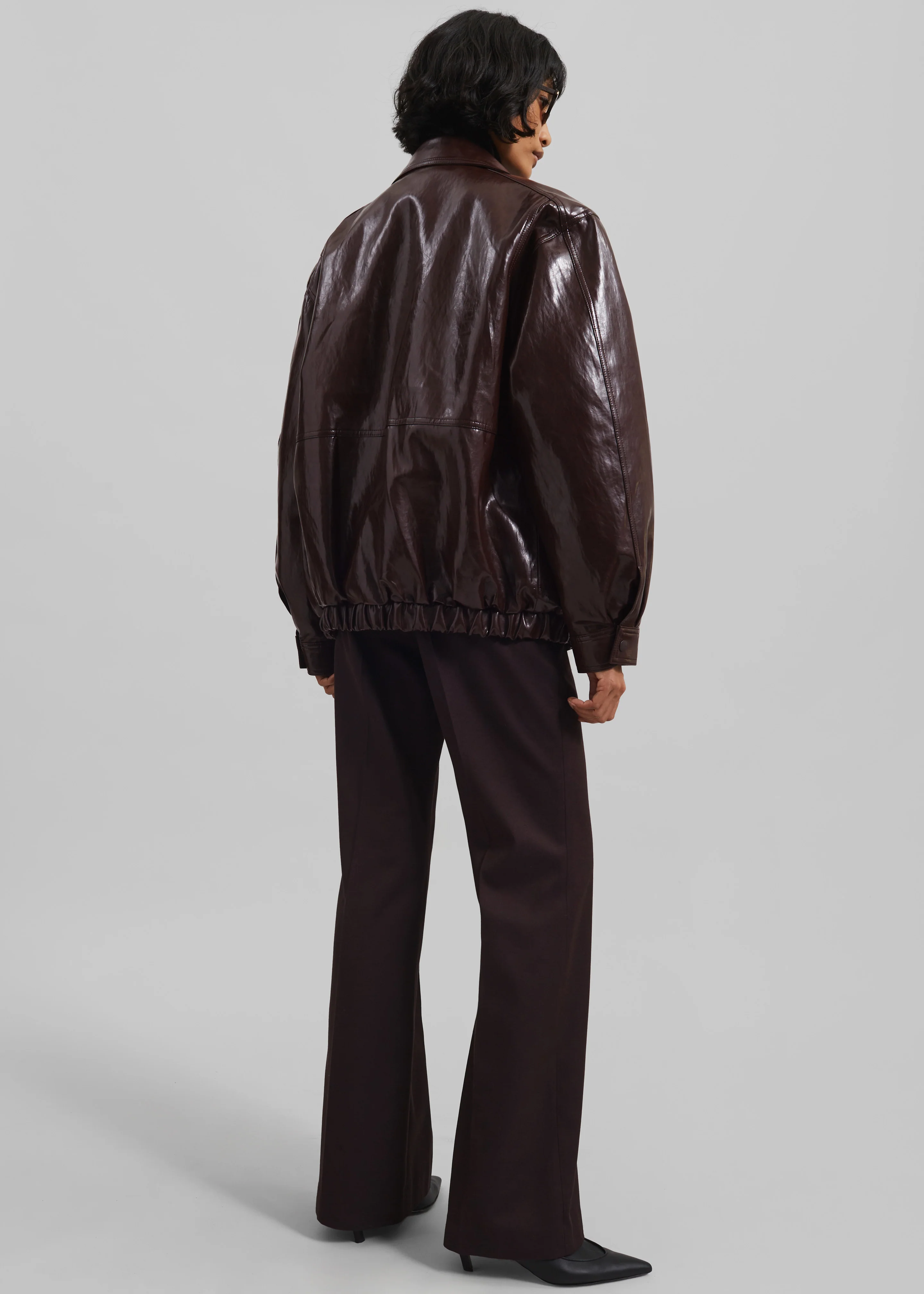 Risner Faux Leather Jacket - Burgundy - Image 7