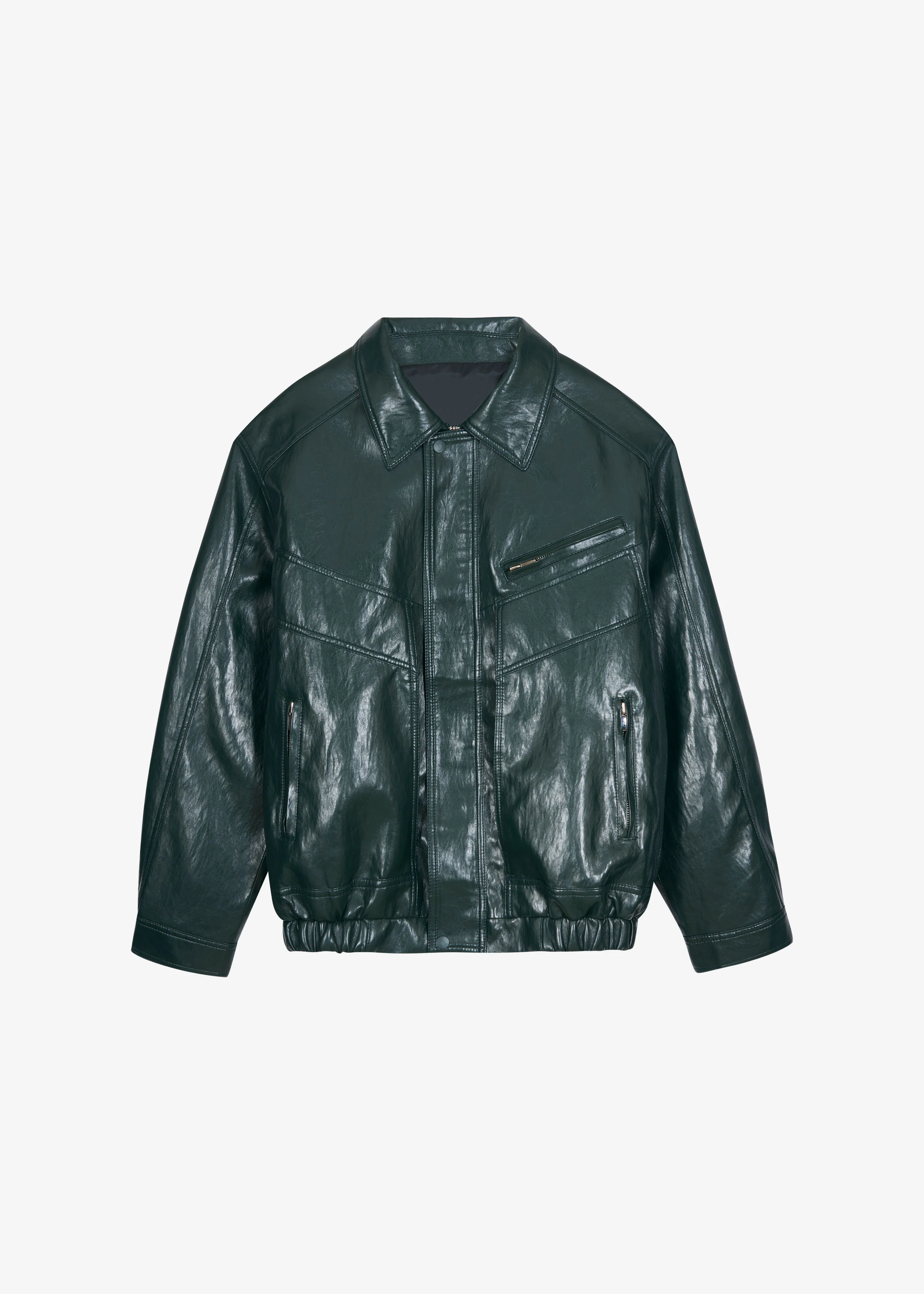 Risner Faux Leather Jacket - Deep Green - Image 11