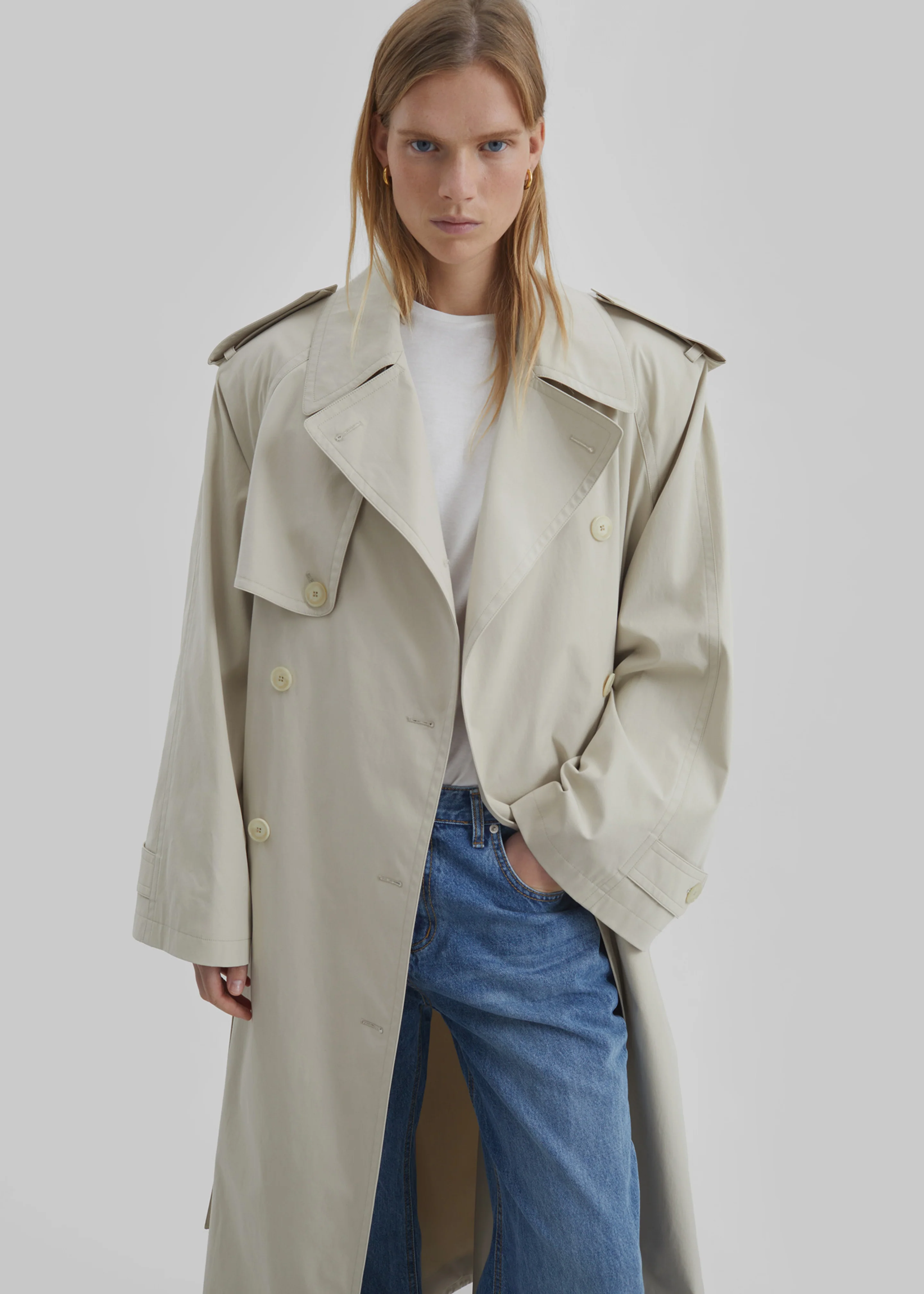 Riva Cotton Trench Coat - Light Beige - Image 2