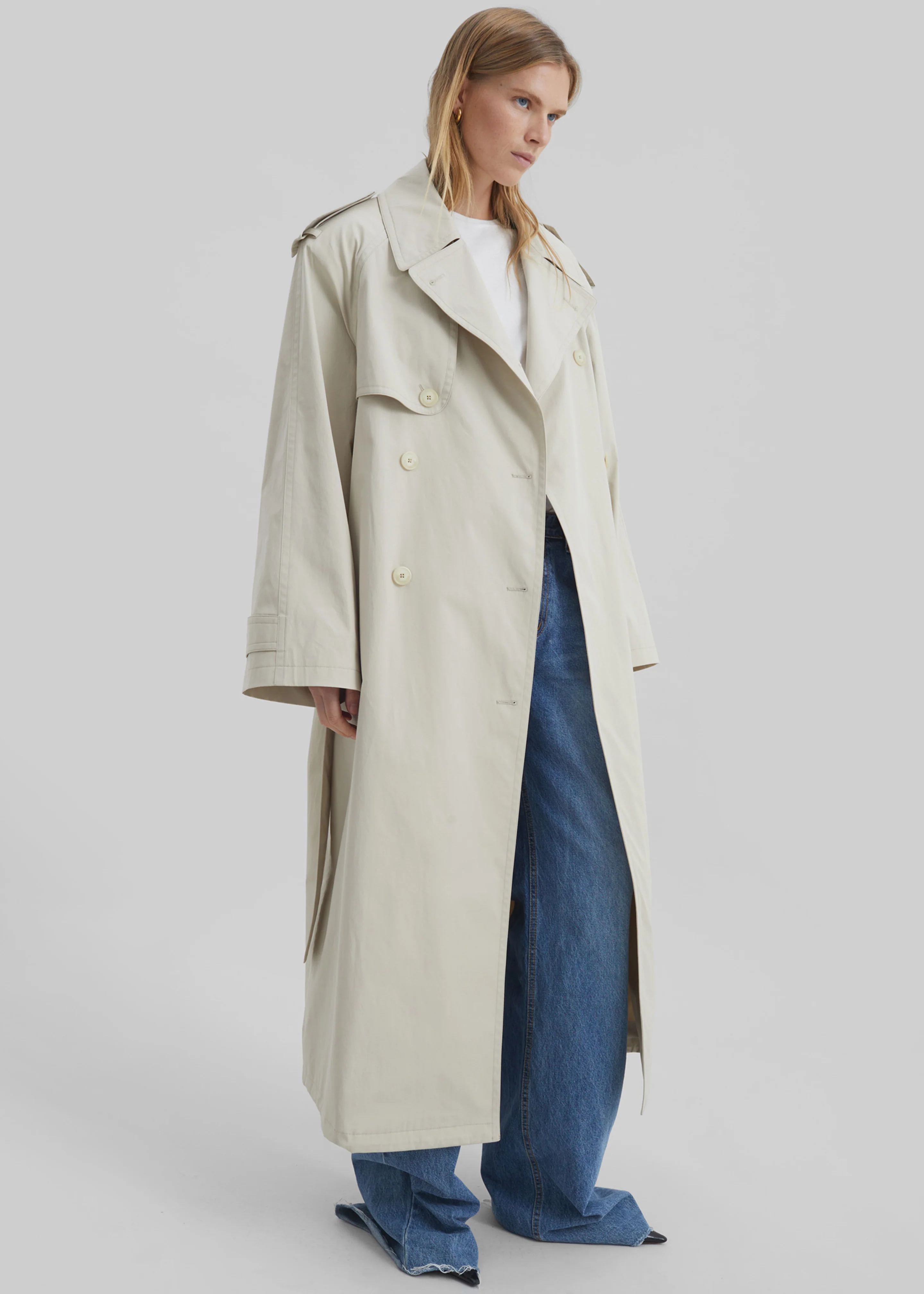 Riva Cotton Trench Coat - Light Beige - Image 3