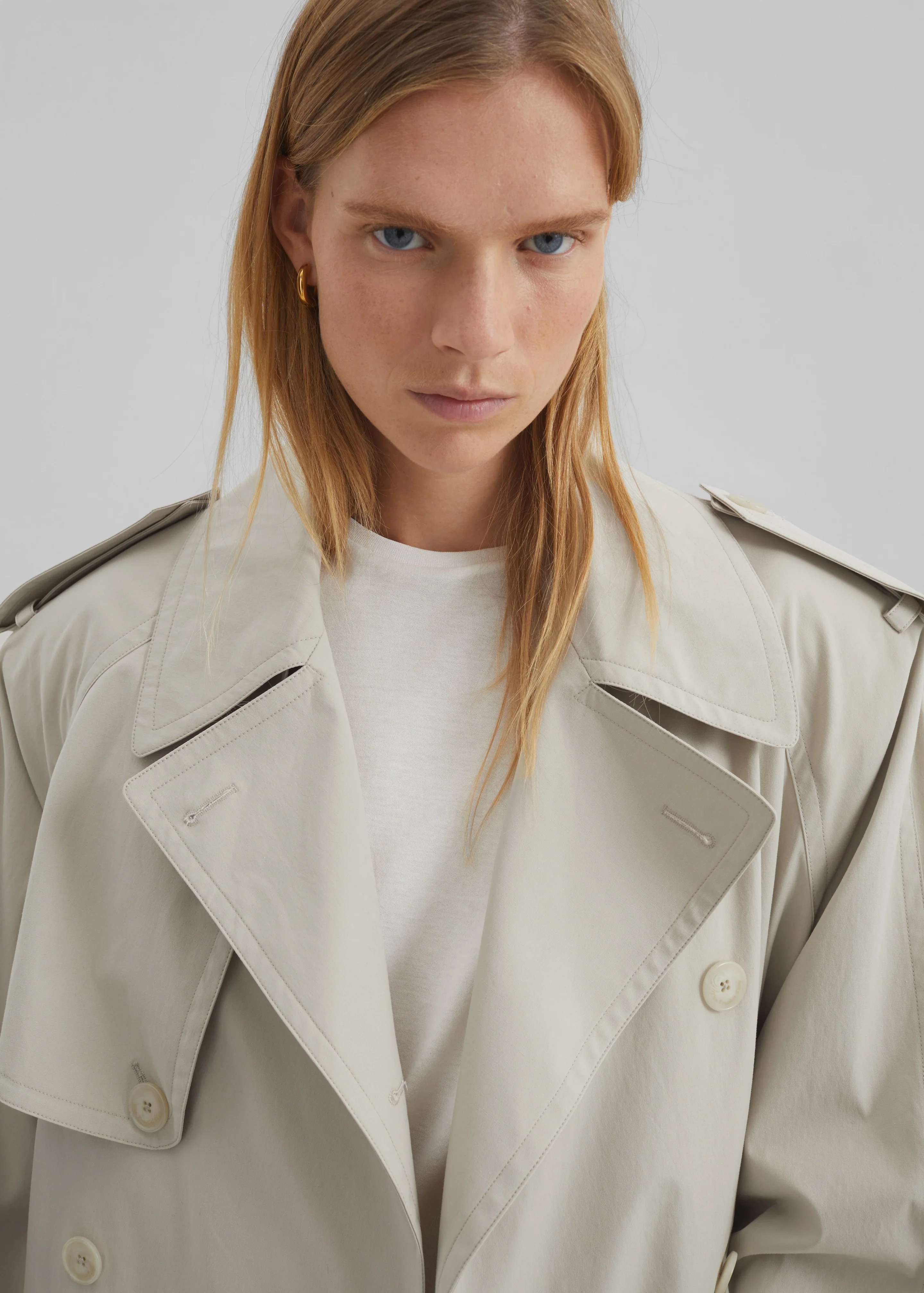 Riva Cotton Trench Coat - Light Beige - Image 4