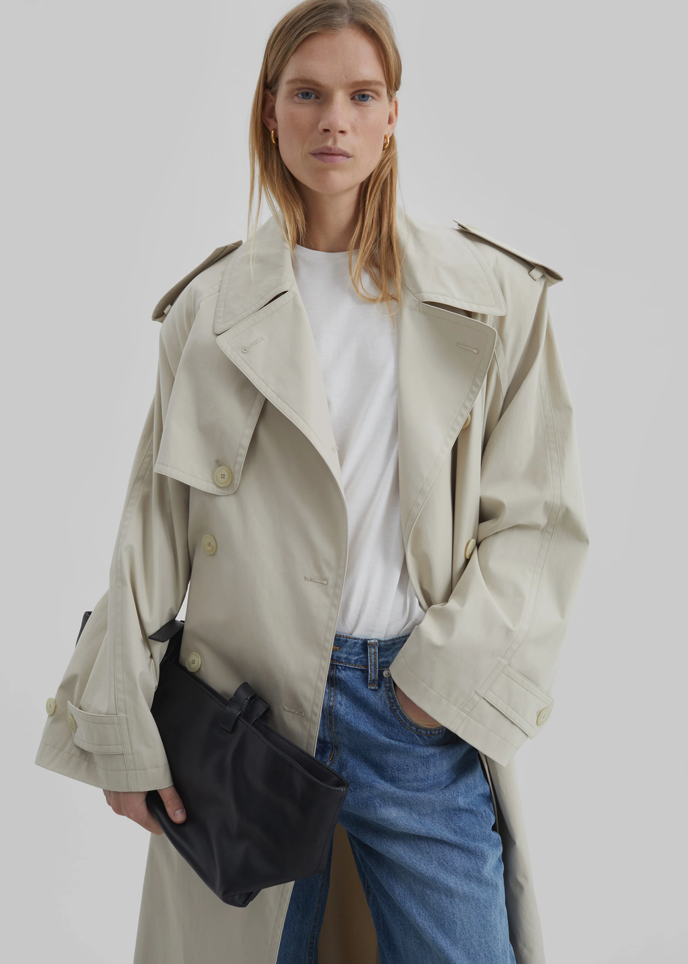Riva Cotton Trench Coat - Light Beige - Image 6