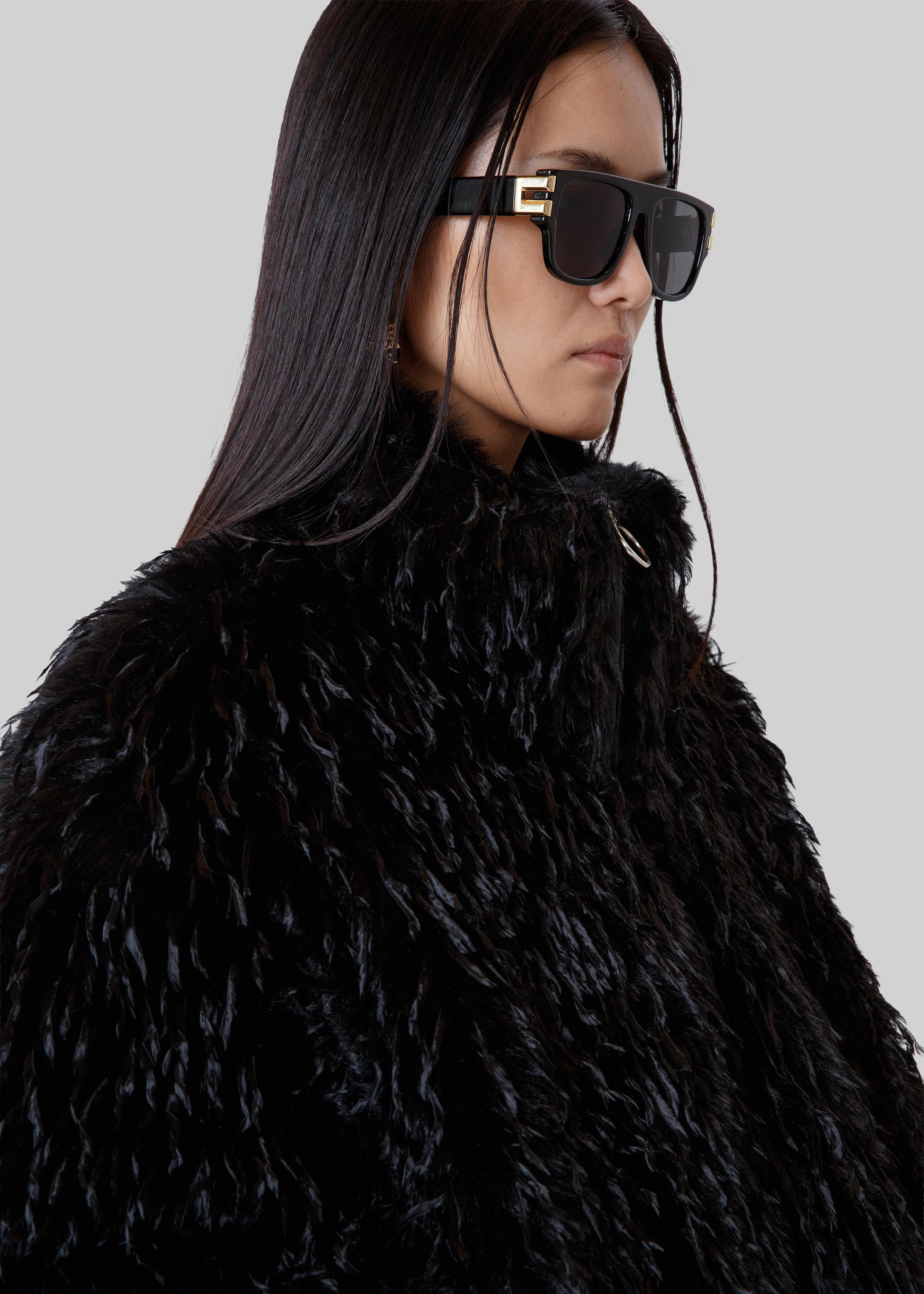 Rivee Faux Fur Pullover - Black - Image 3