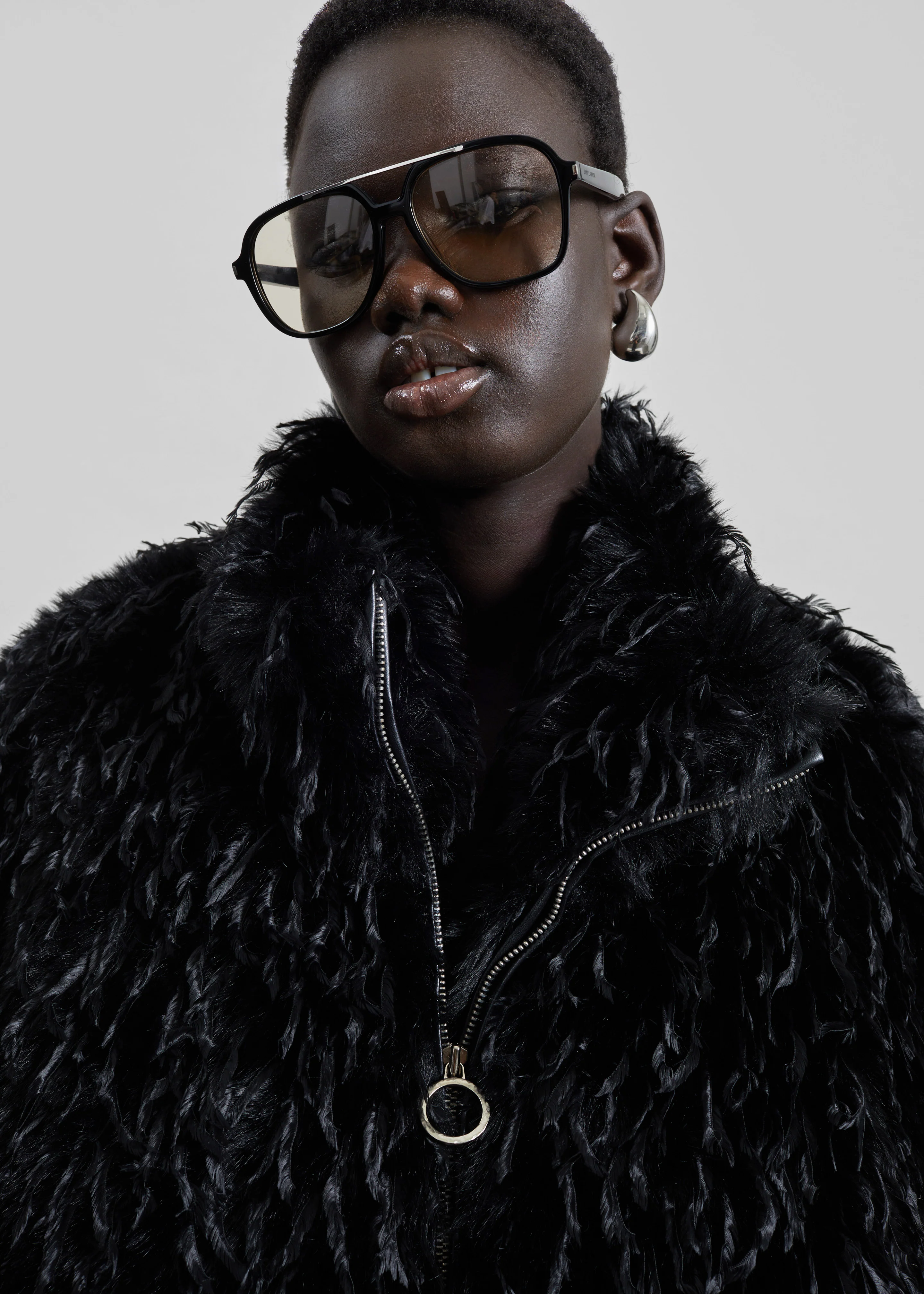 Rivee Faux Fur Pullover - Black - Image 5