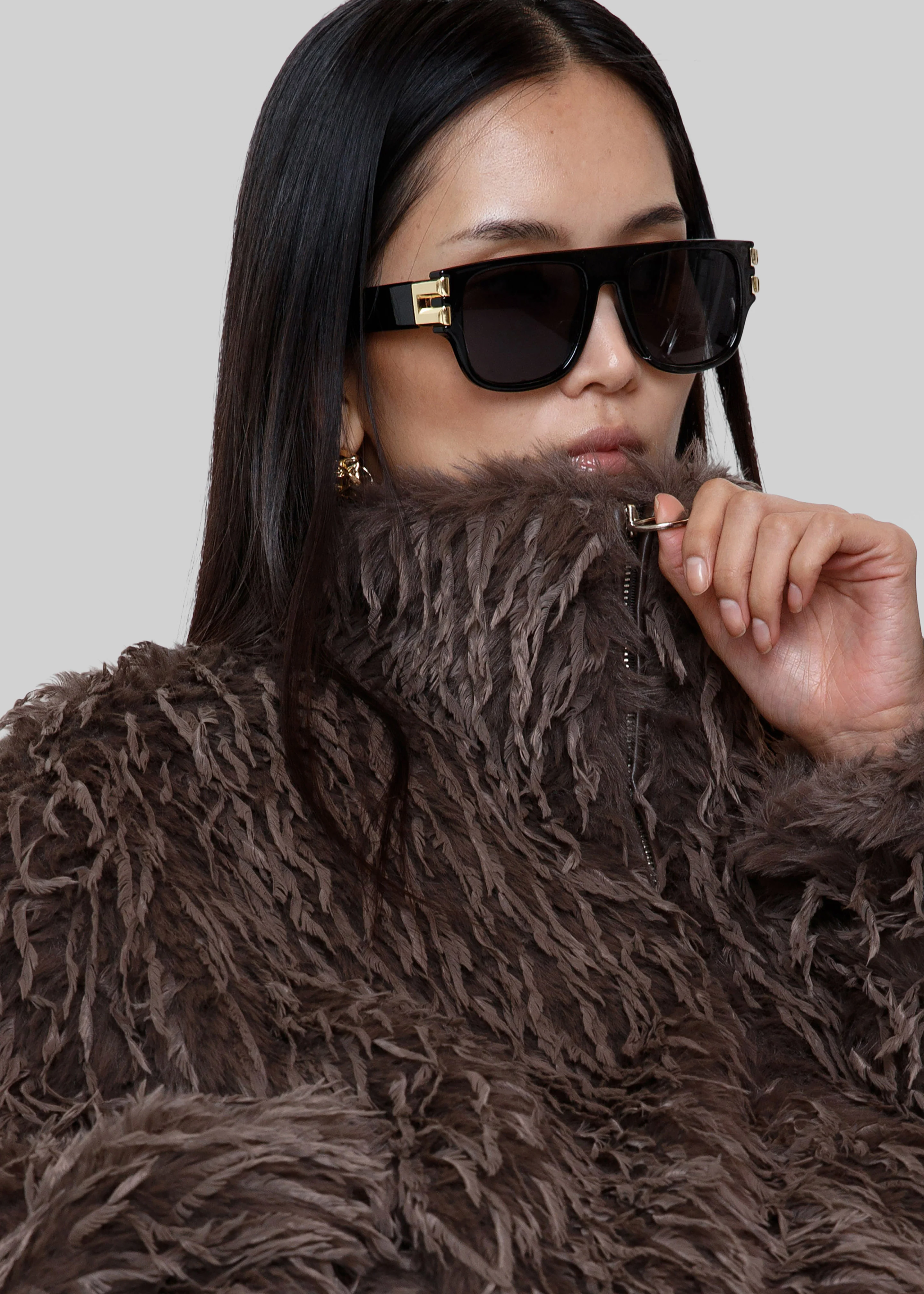 Rivee Faux Fur Pullover - Brown - Image 3
