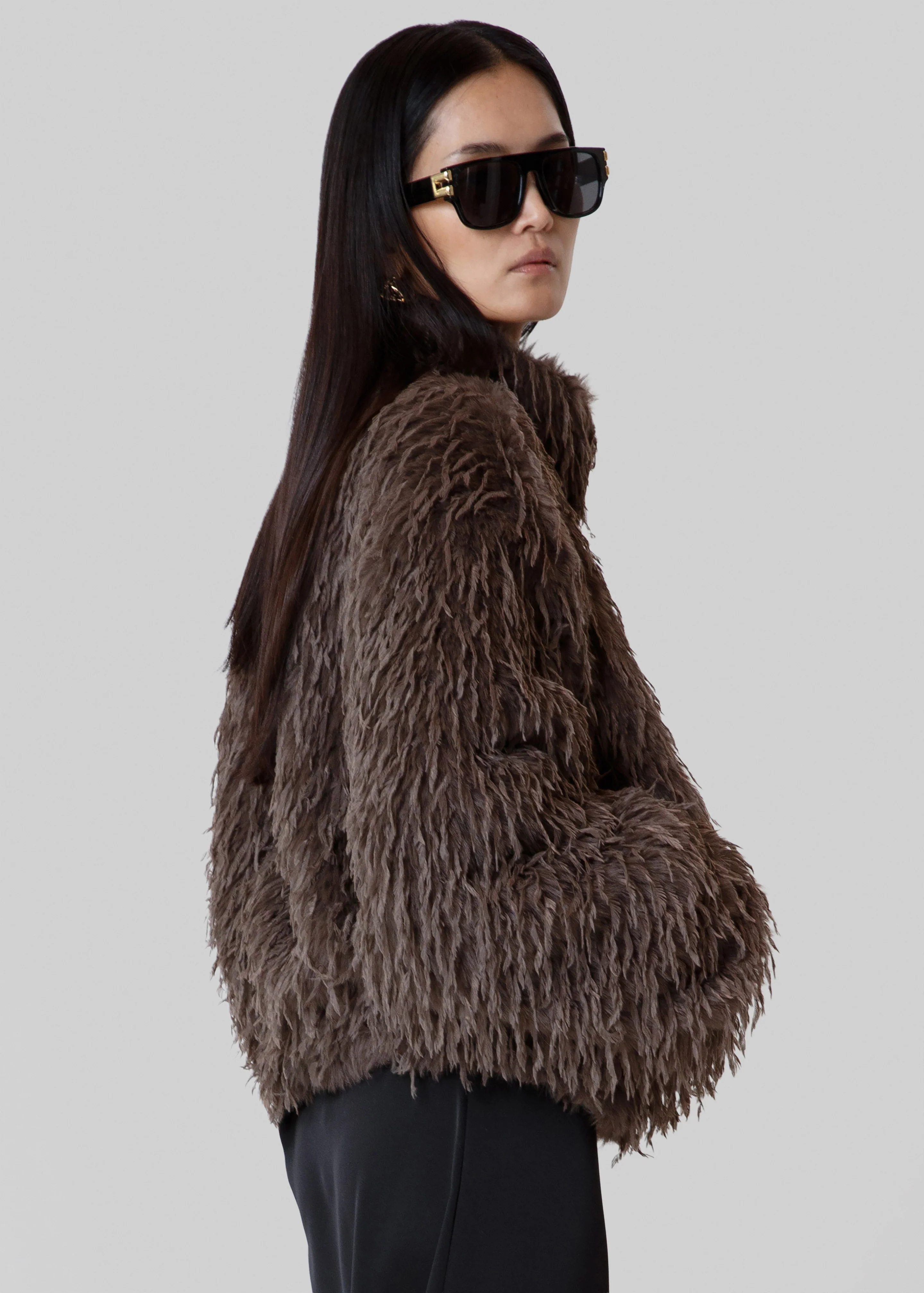Rivee Faux Fur Pullover - Brown - Image 4