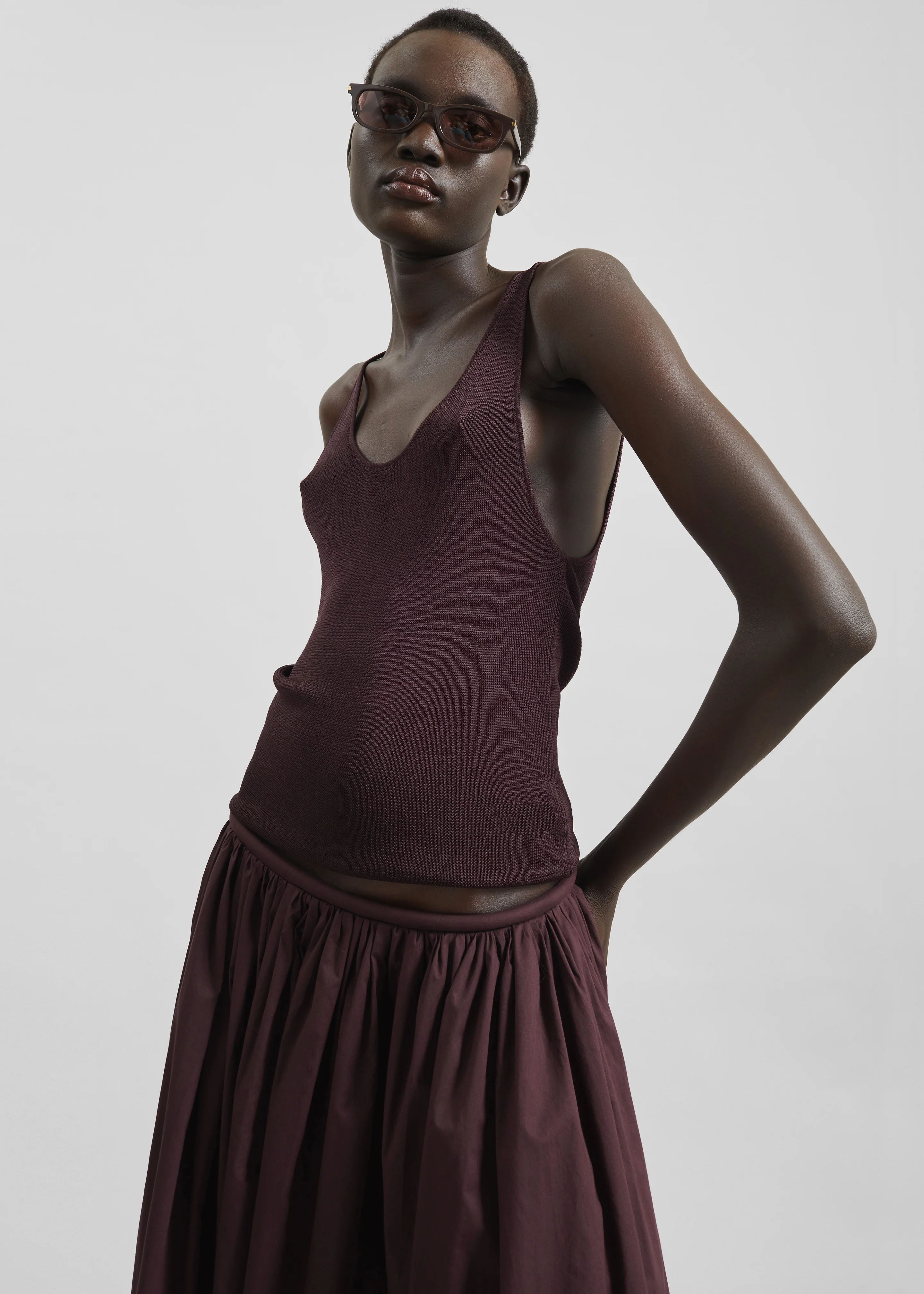 Rivo Knit Tank Top - Burgundy - Image 3