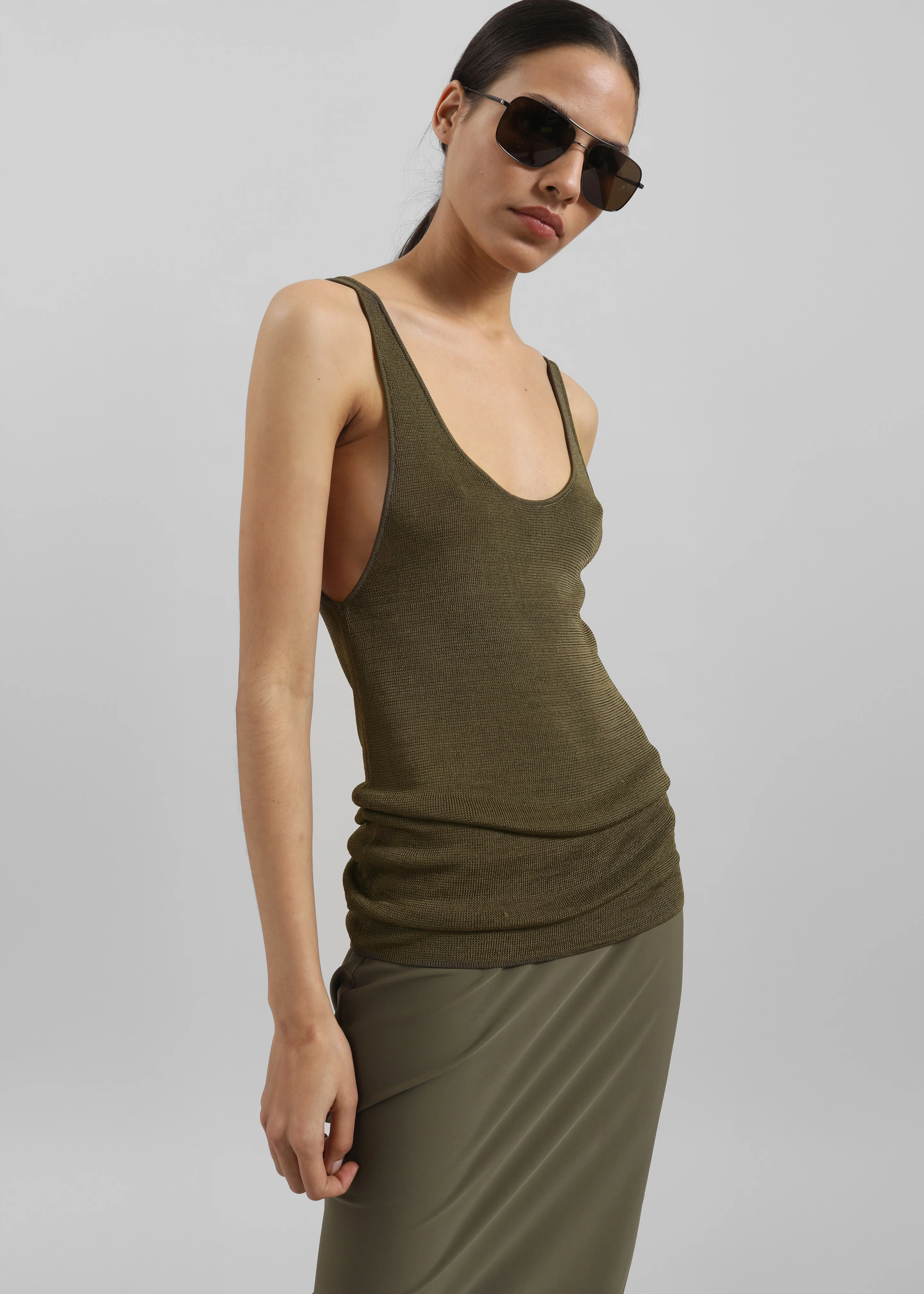 Rivo Knit Tank Top - Khaki - Image 4