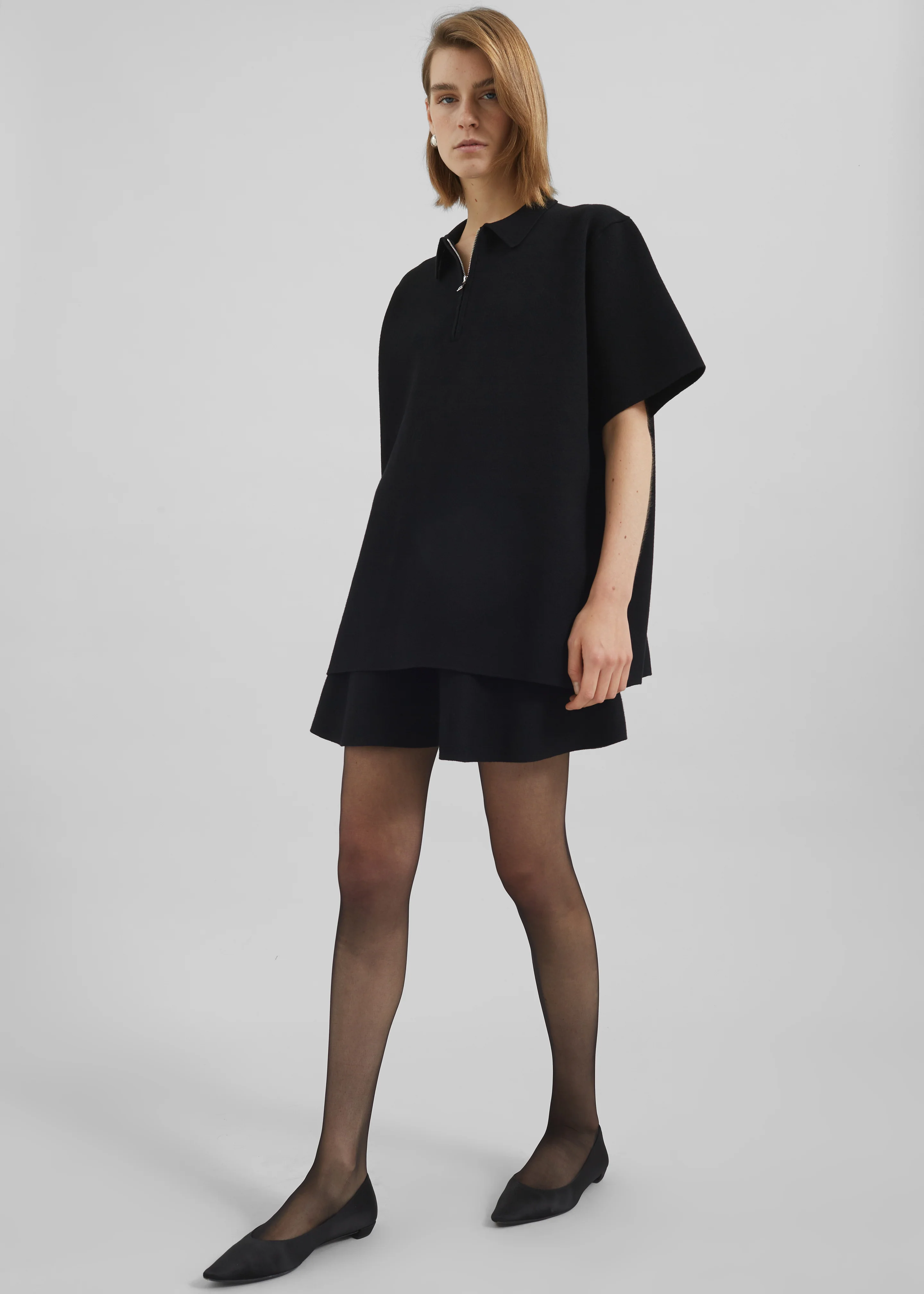 Riya Zip-Up Polo - Black - Image 4