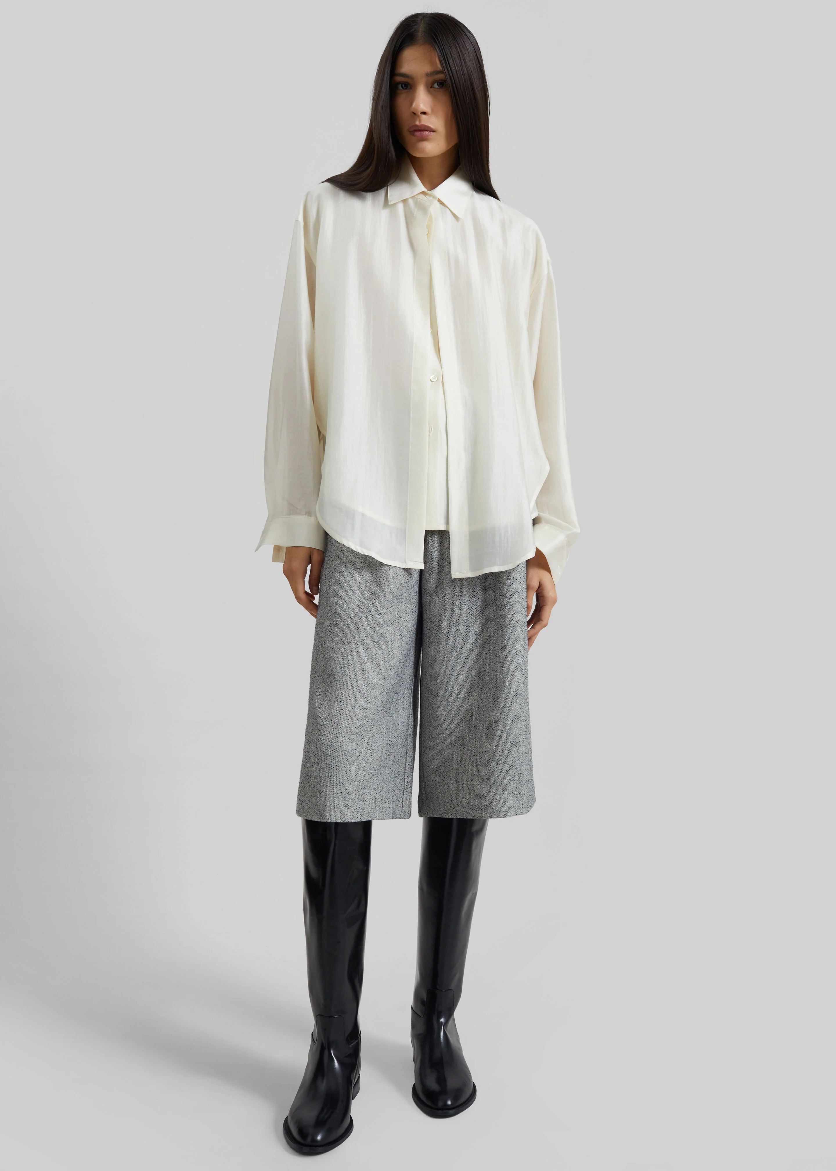 Roanne Fluid Double Shirt - Cream - Image 4