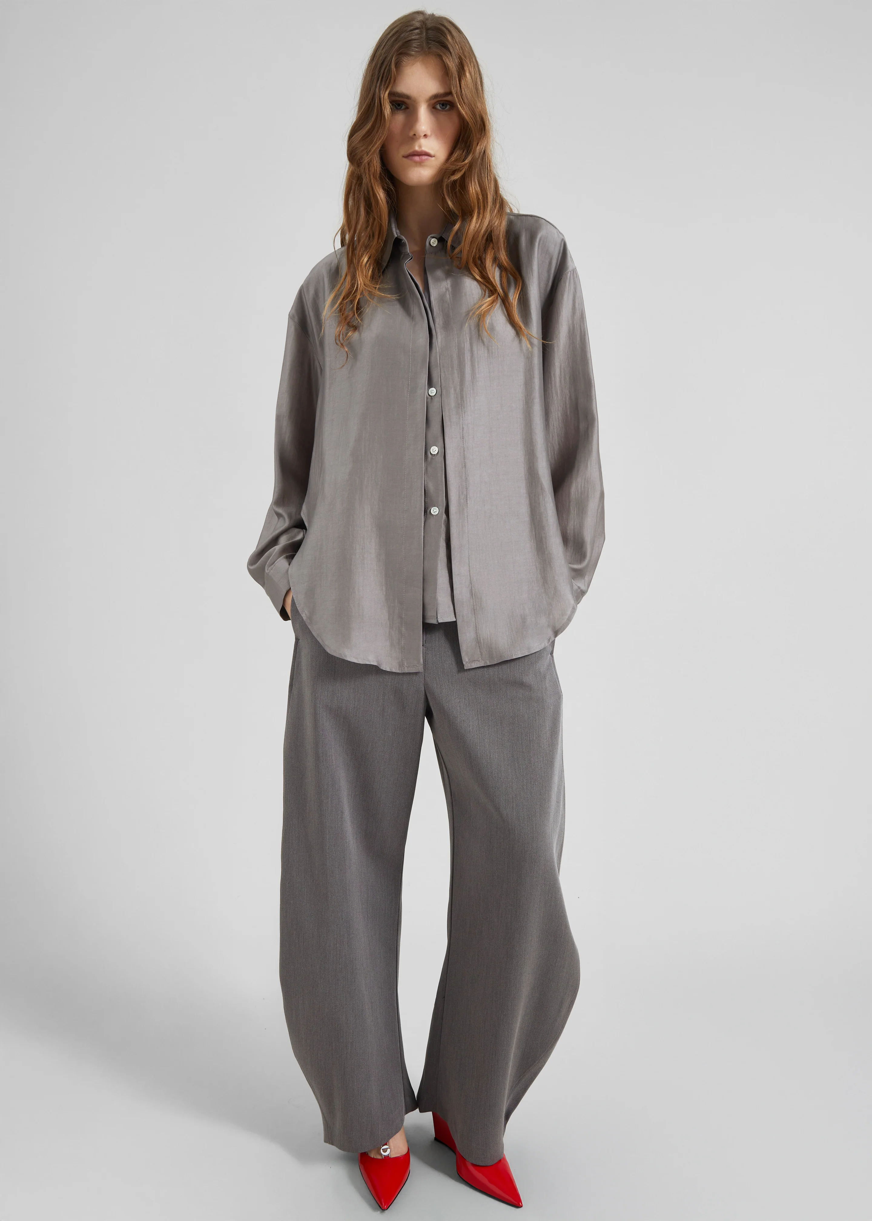 Roanne Fluid Double Shirt - Steel Grey - Image 2
