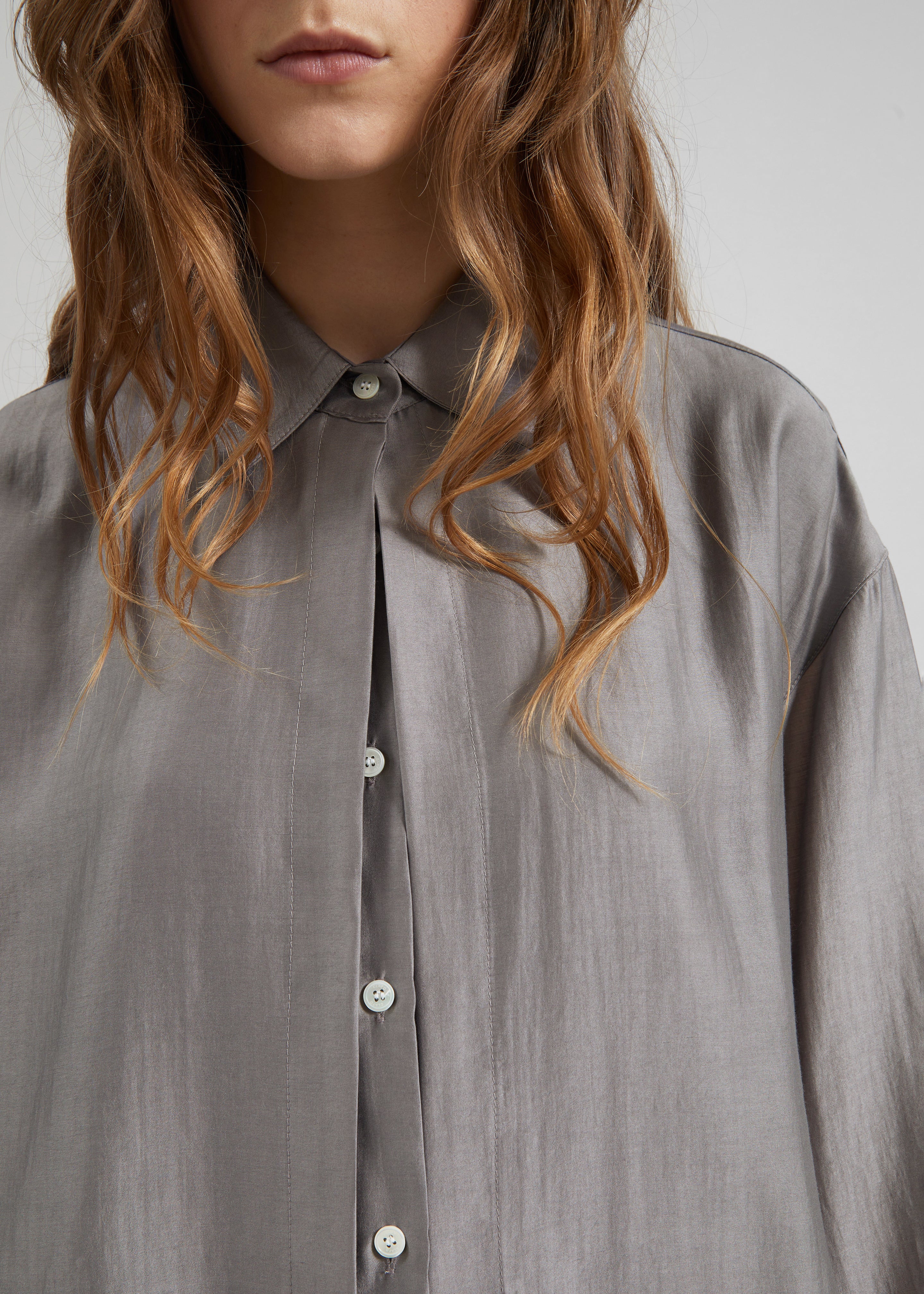 Roanne Fluid Double Shirt - Steel Grey - Image 3