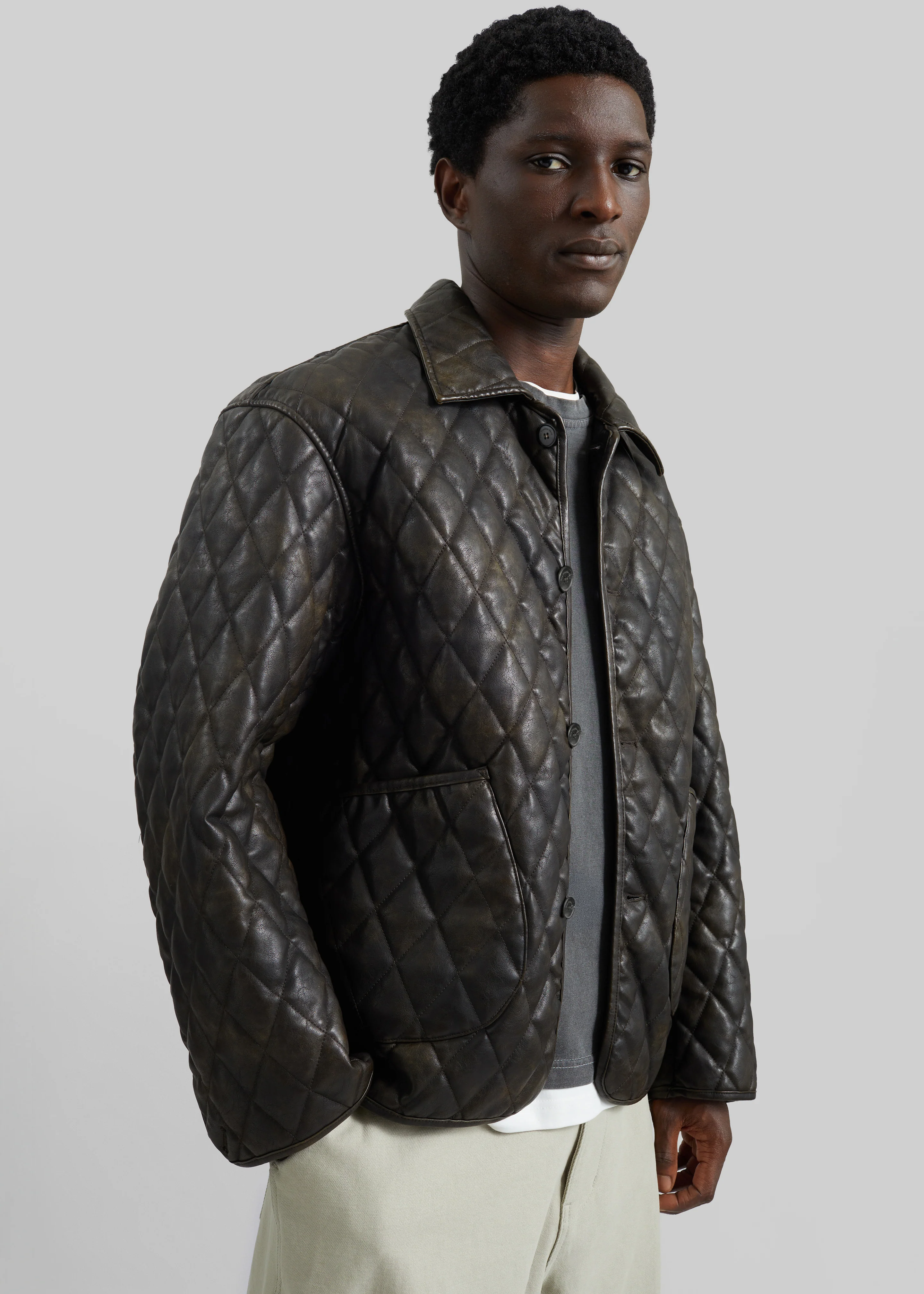 Rochdale Quilted Boxy Jacket - Vintage Brown - Image 6