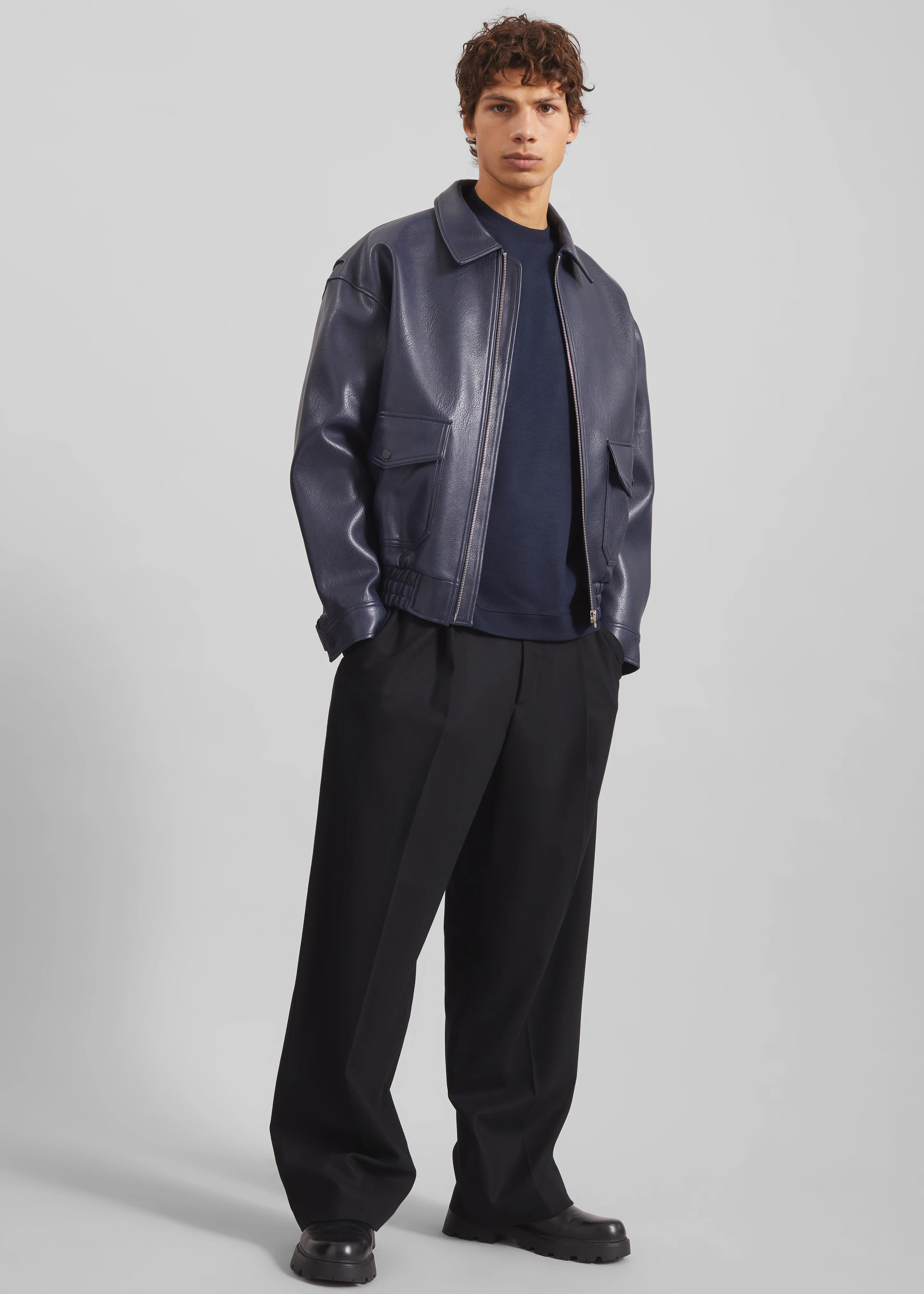 Rohan Faux Leather Jacket - Navy - Image 4