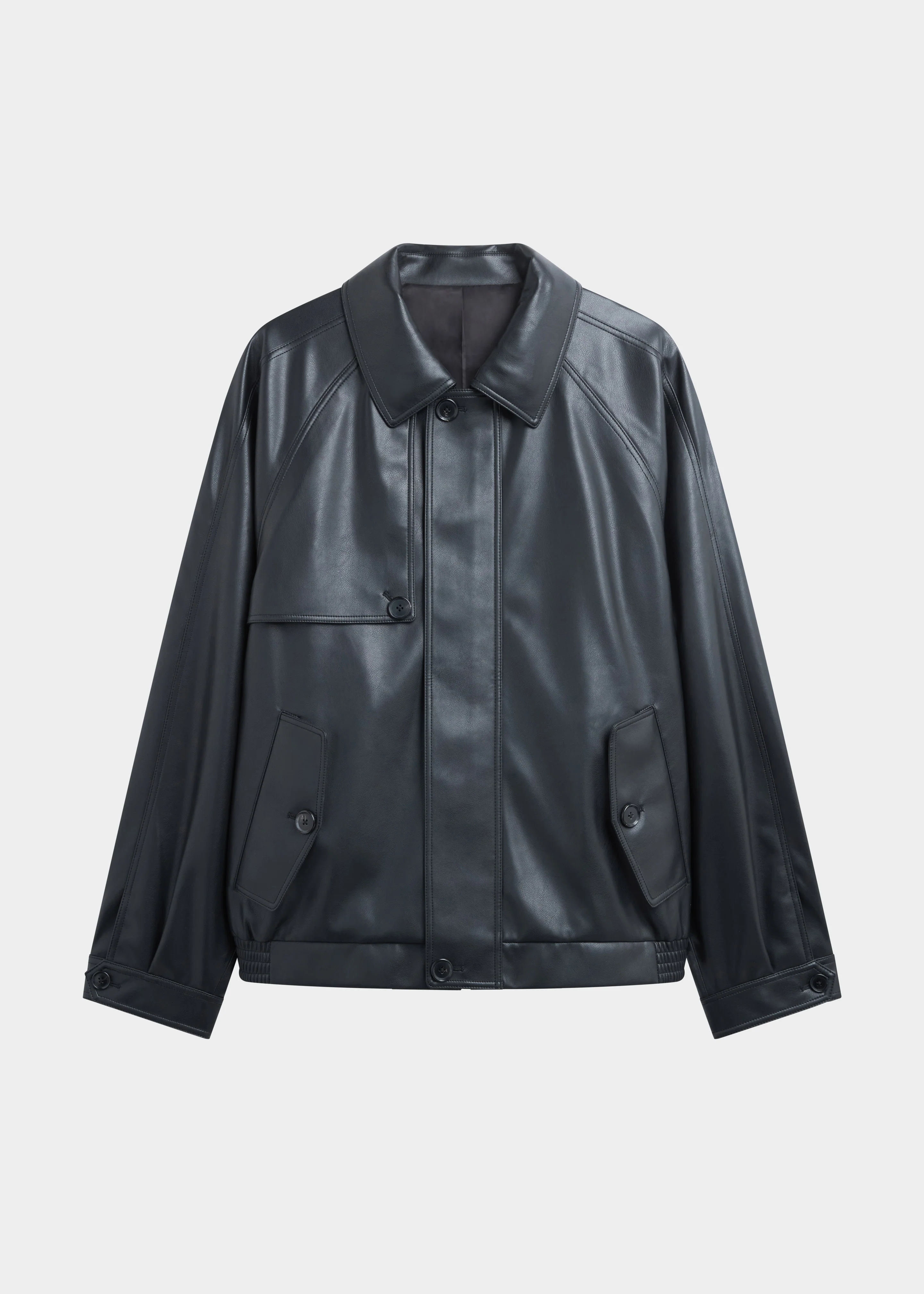 Roisin Faux Leather Jacket - Black - Image 13
