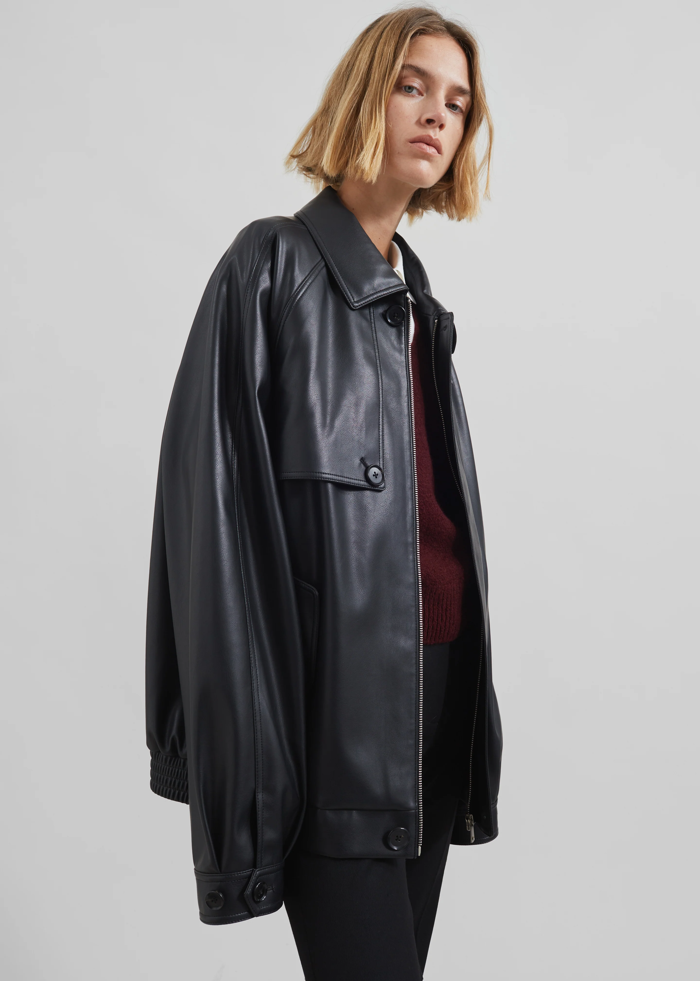 Roisin Faux Leather Jacket - Black - Image 4