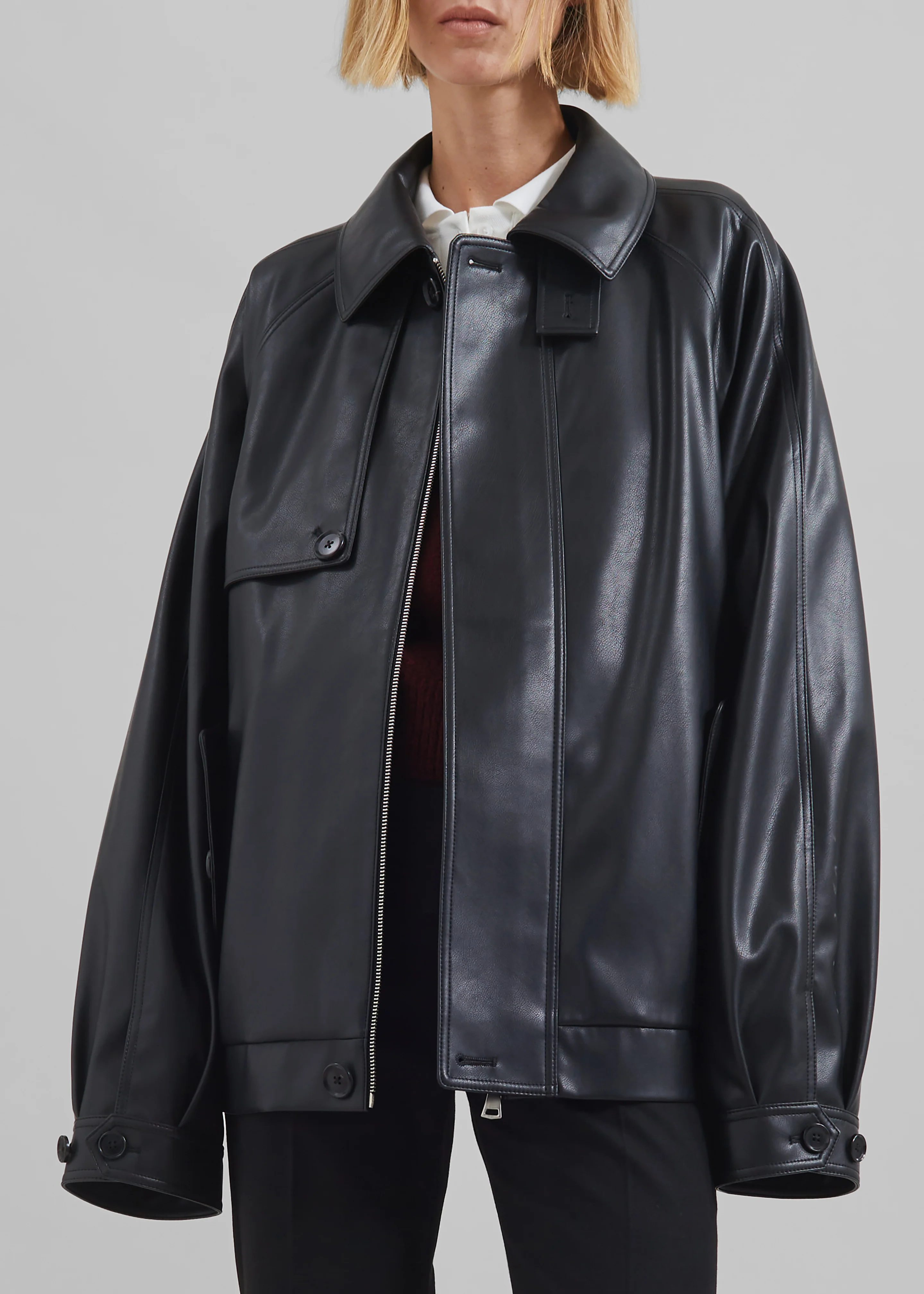 Roisin Faux Leather Jacket - Black - Image 7