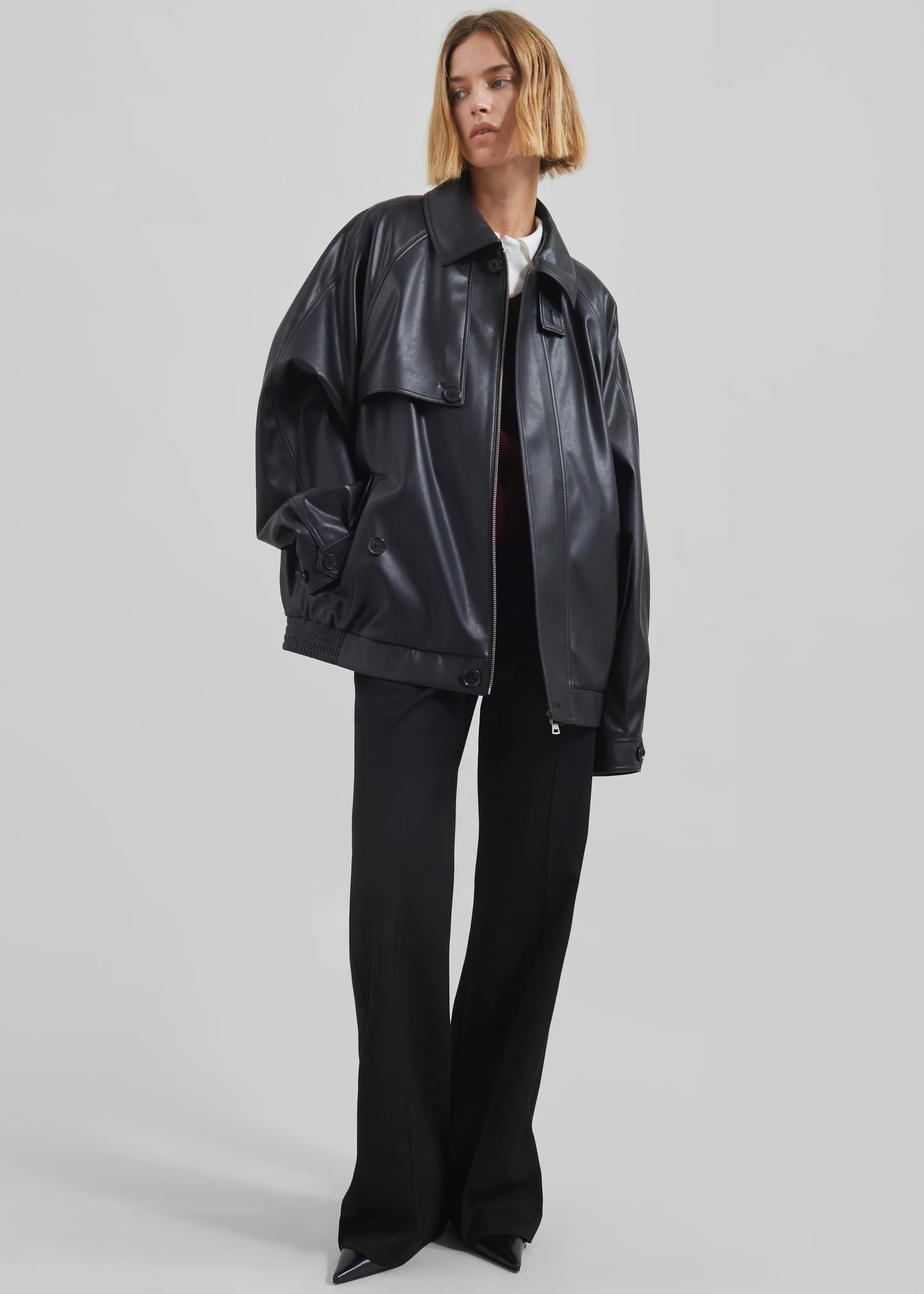 Roisin Faux Leather Jacket - Black - Image 8