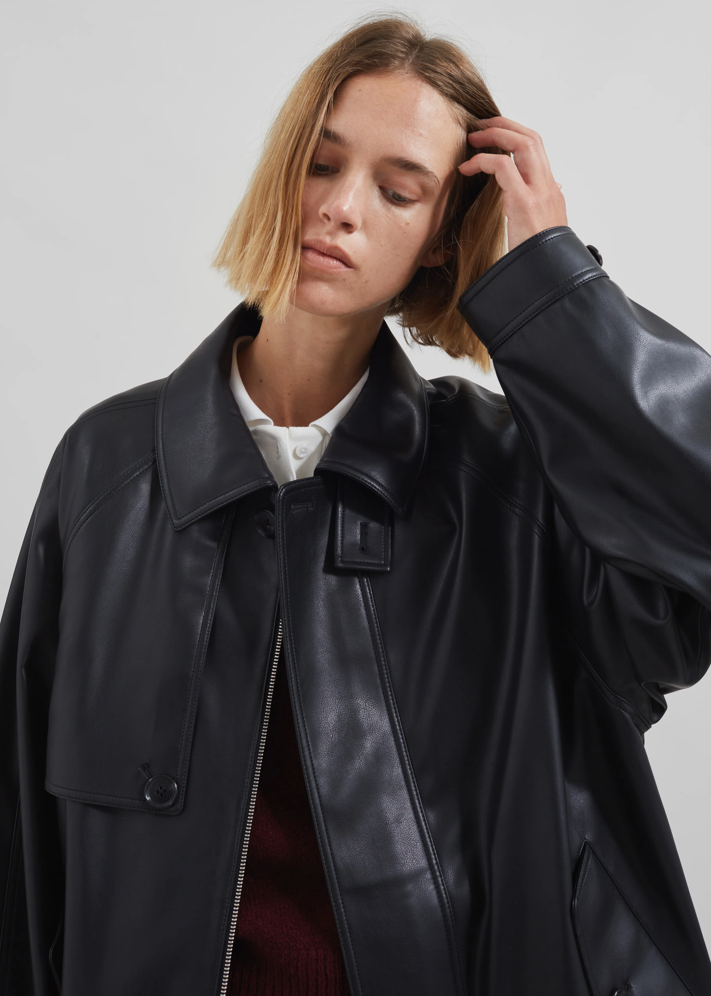 Roisin Faux Leather Jacket - Black - Image 9