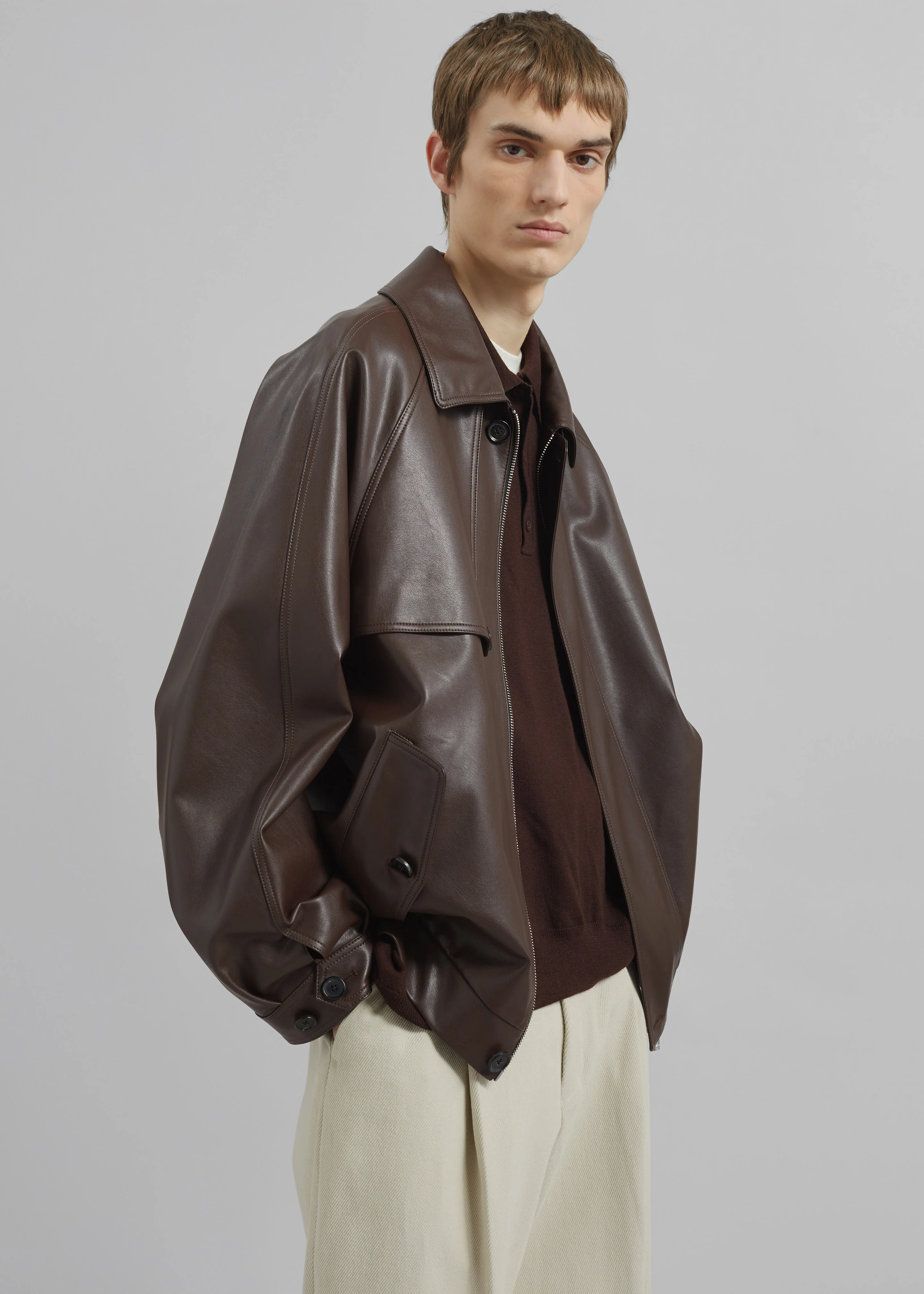Roisin Faux Leather Jacket - Brown - Image 4