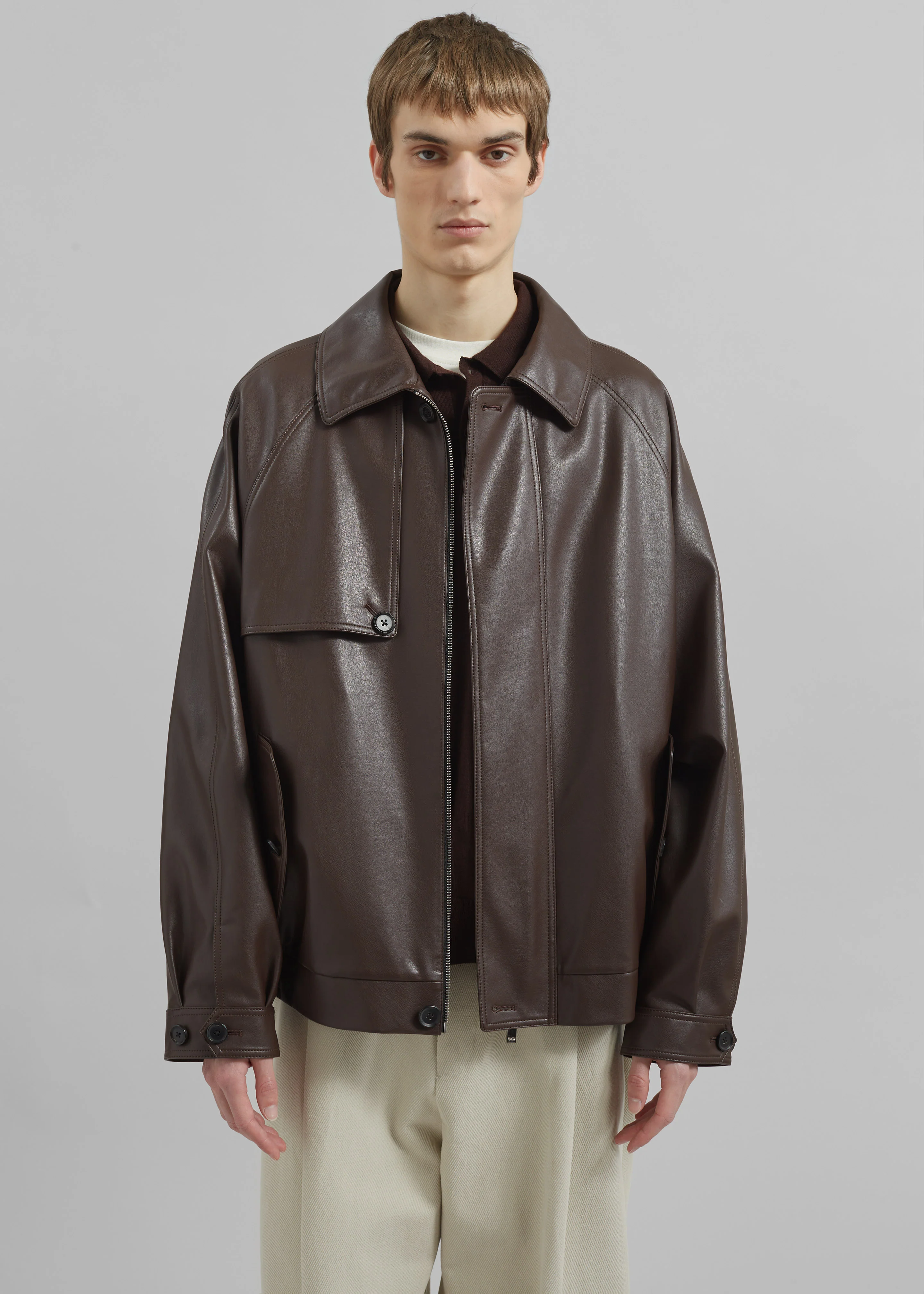 Roisin Faux Leather Jacket - Brown - Image 5