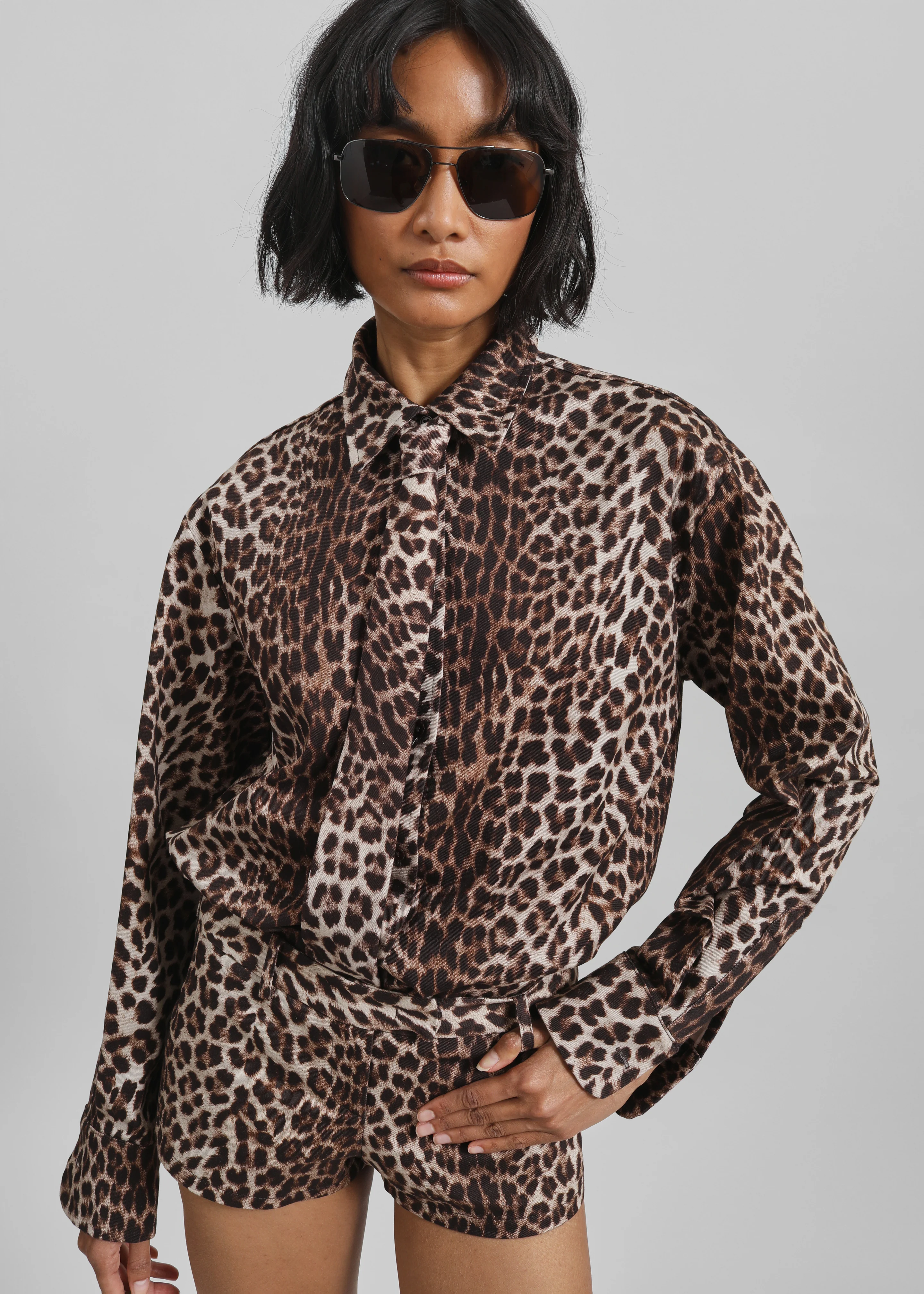 Roma Leopard Print Hot Pants - Brown - Image 2
