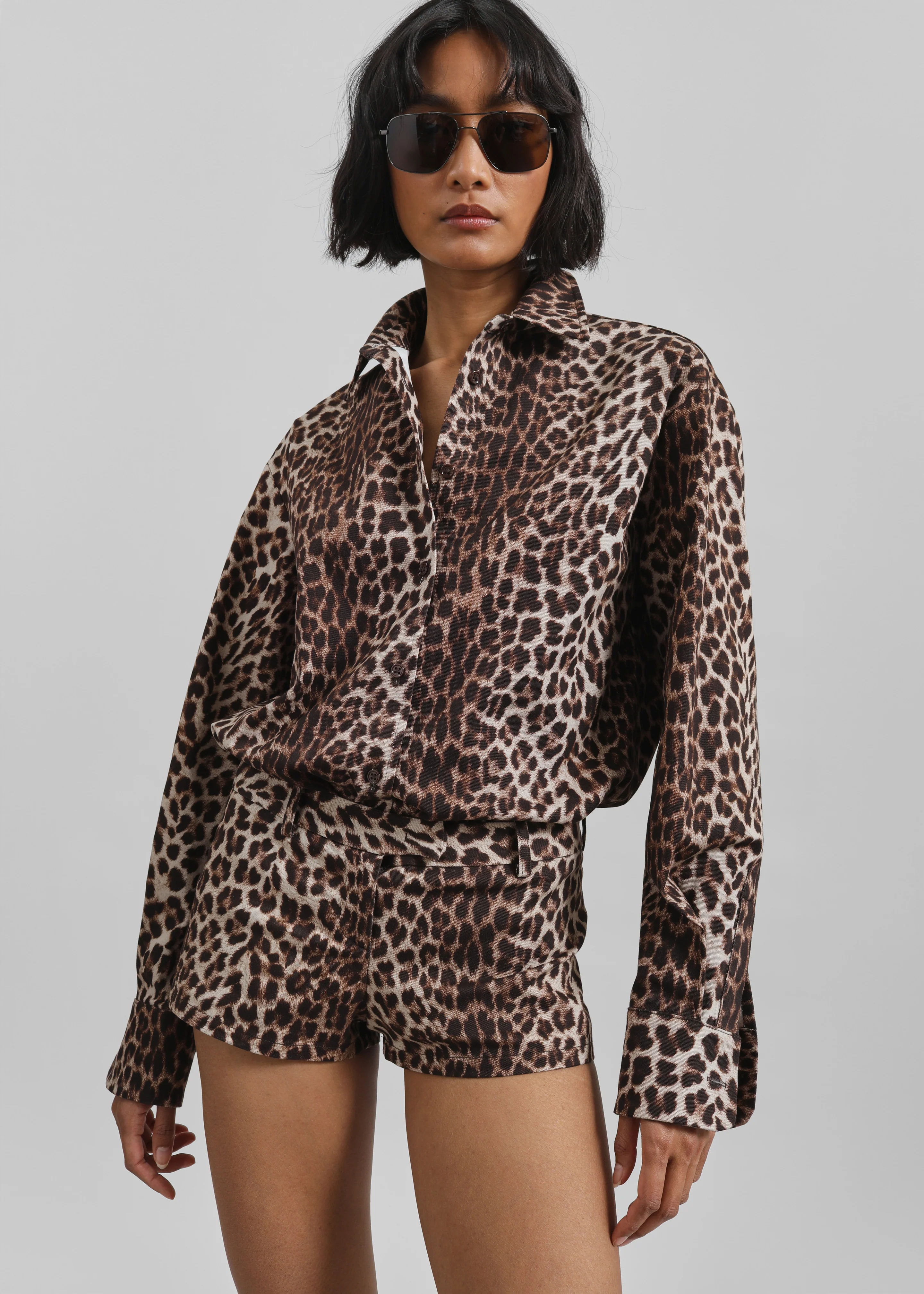 Roma Leopard Print Hot Pants - Brown - Image 6