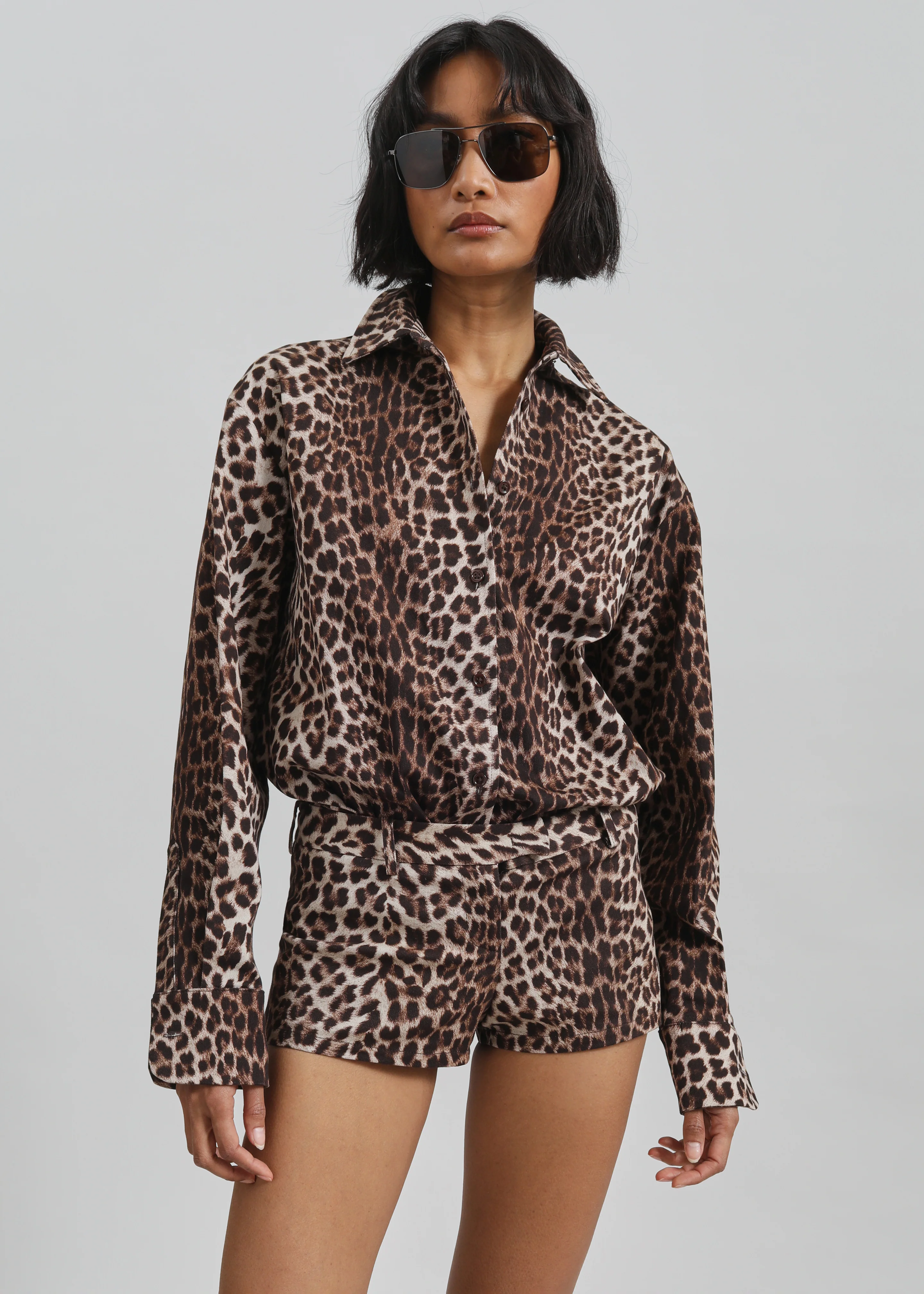 Roma Leopard Print Hot Pants - Brown - Image 8