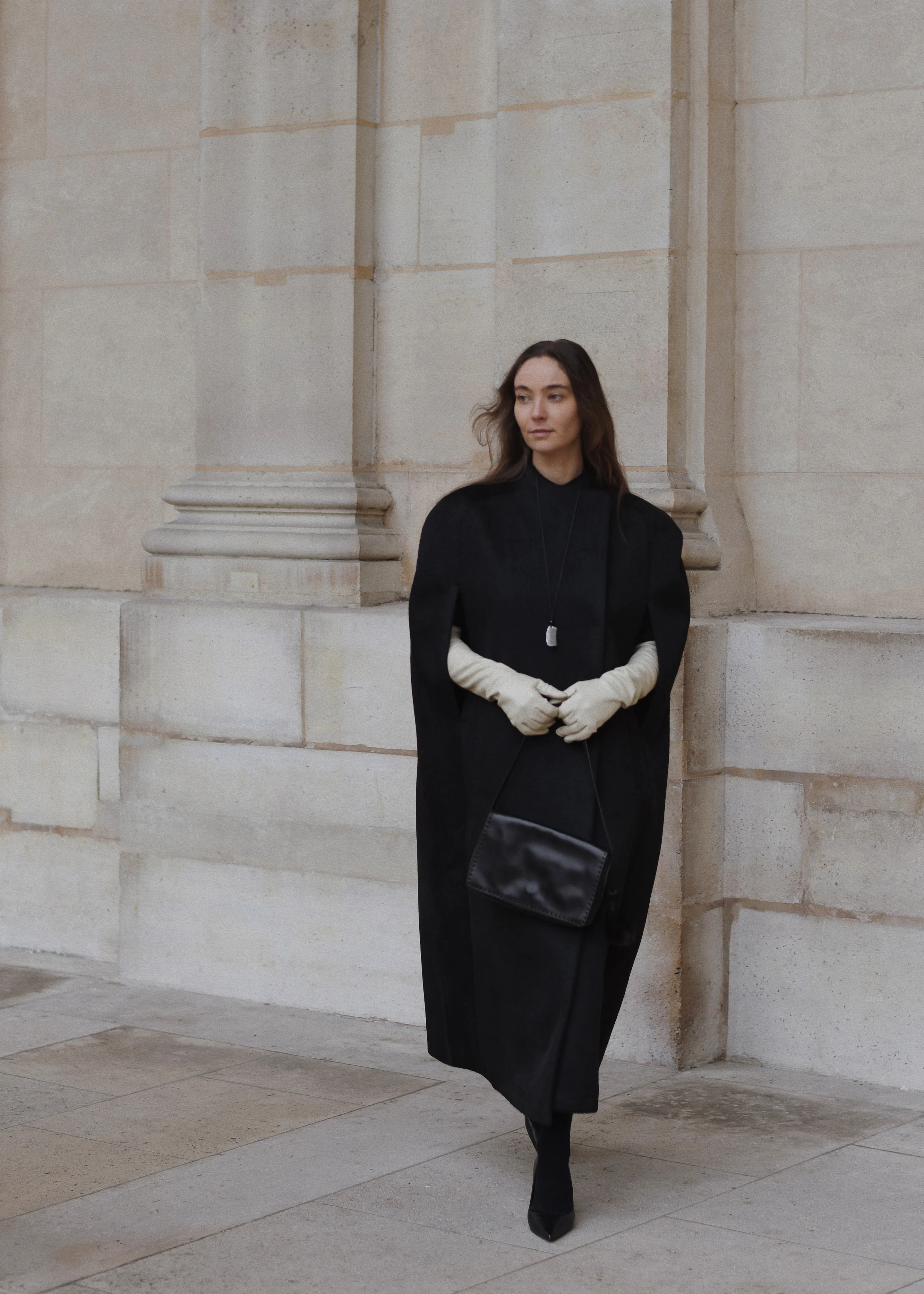 Roslev Cape Coat - Black - Image 5