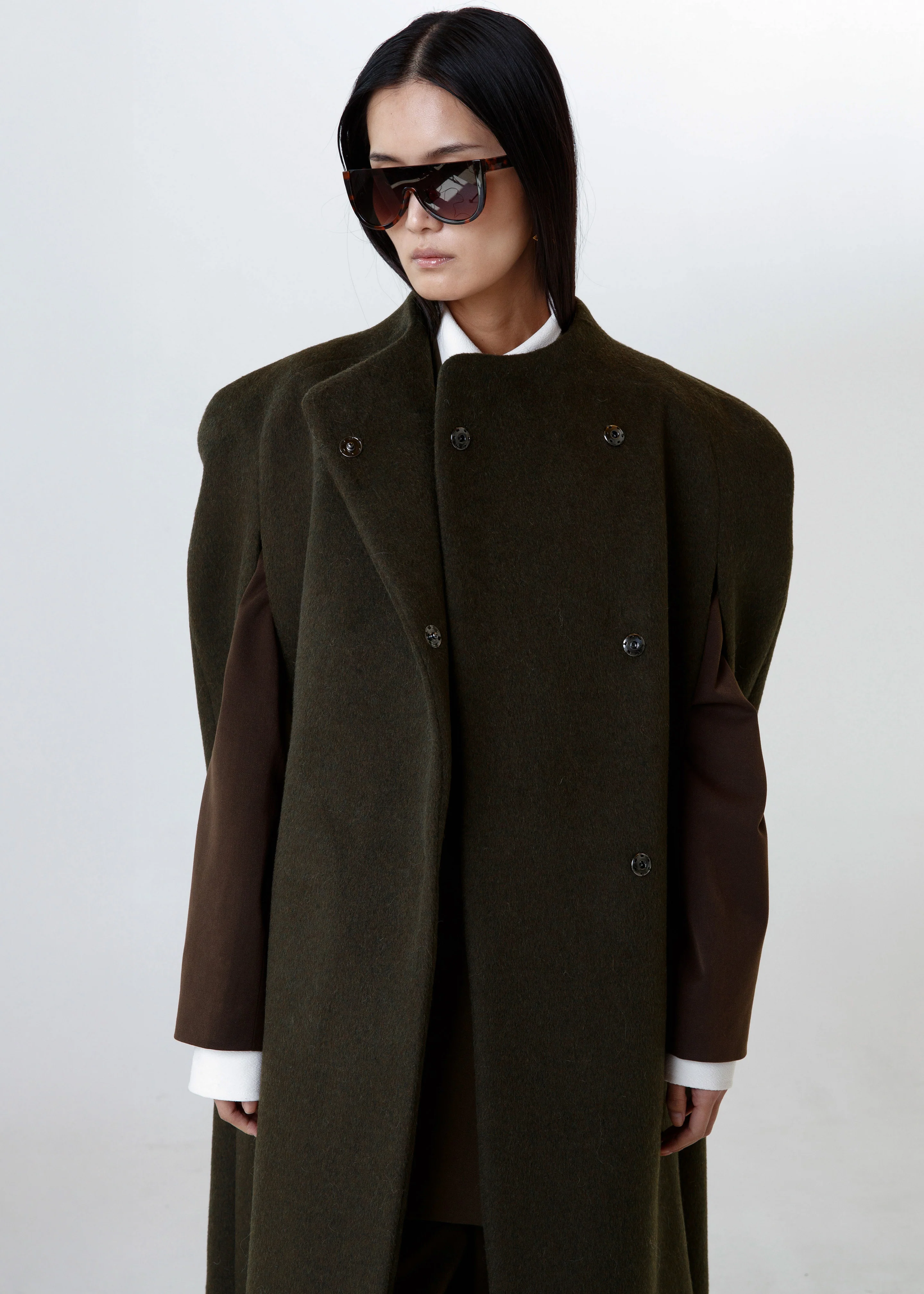 Roslev Cape Coat - Olive - Image 2