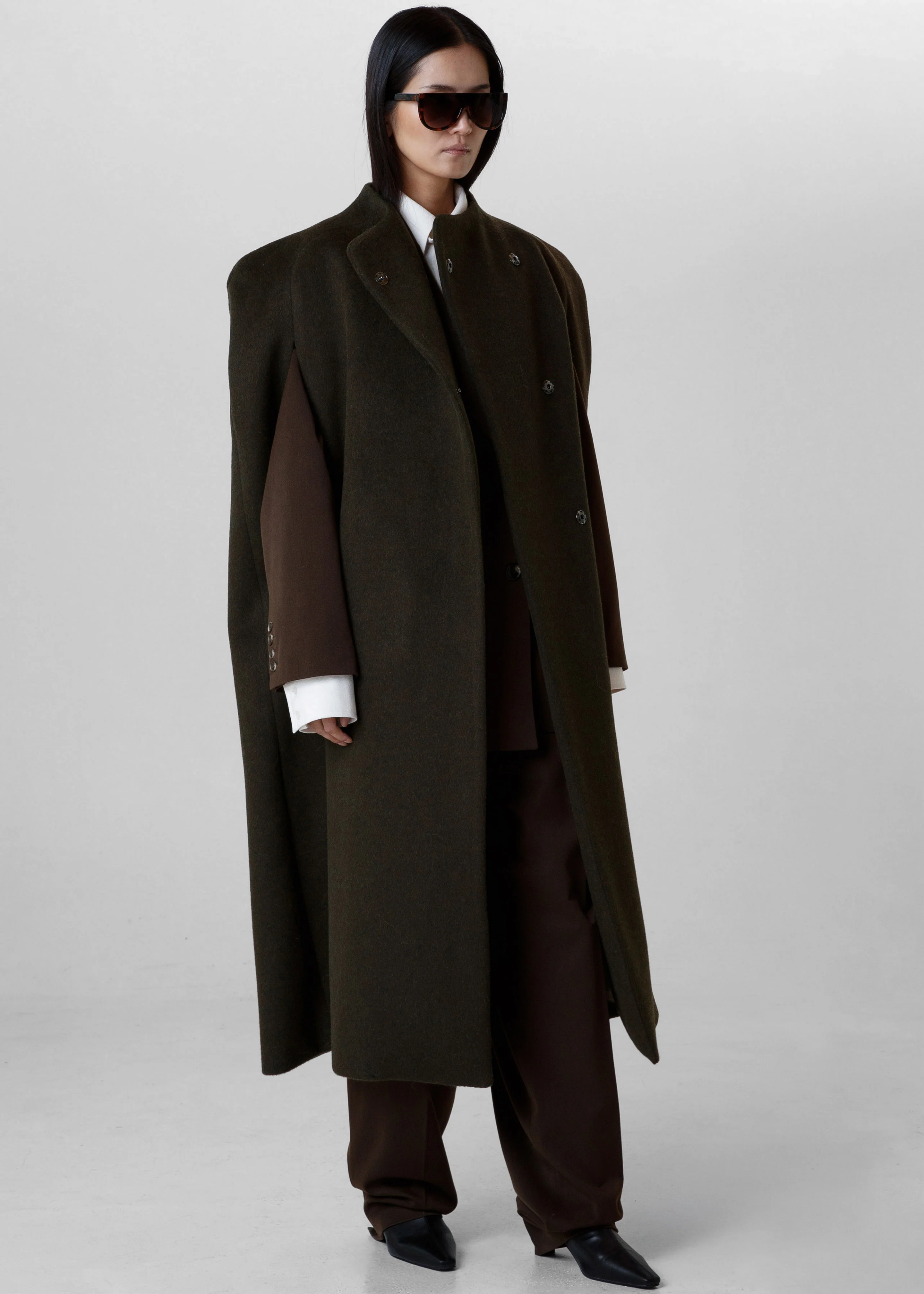 Roslev Cape Coat - Olive - Image 3
