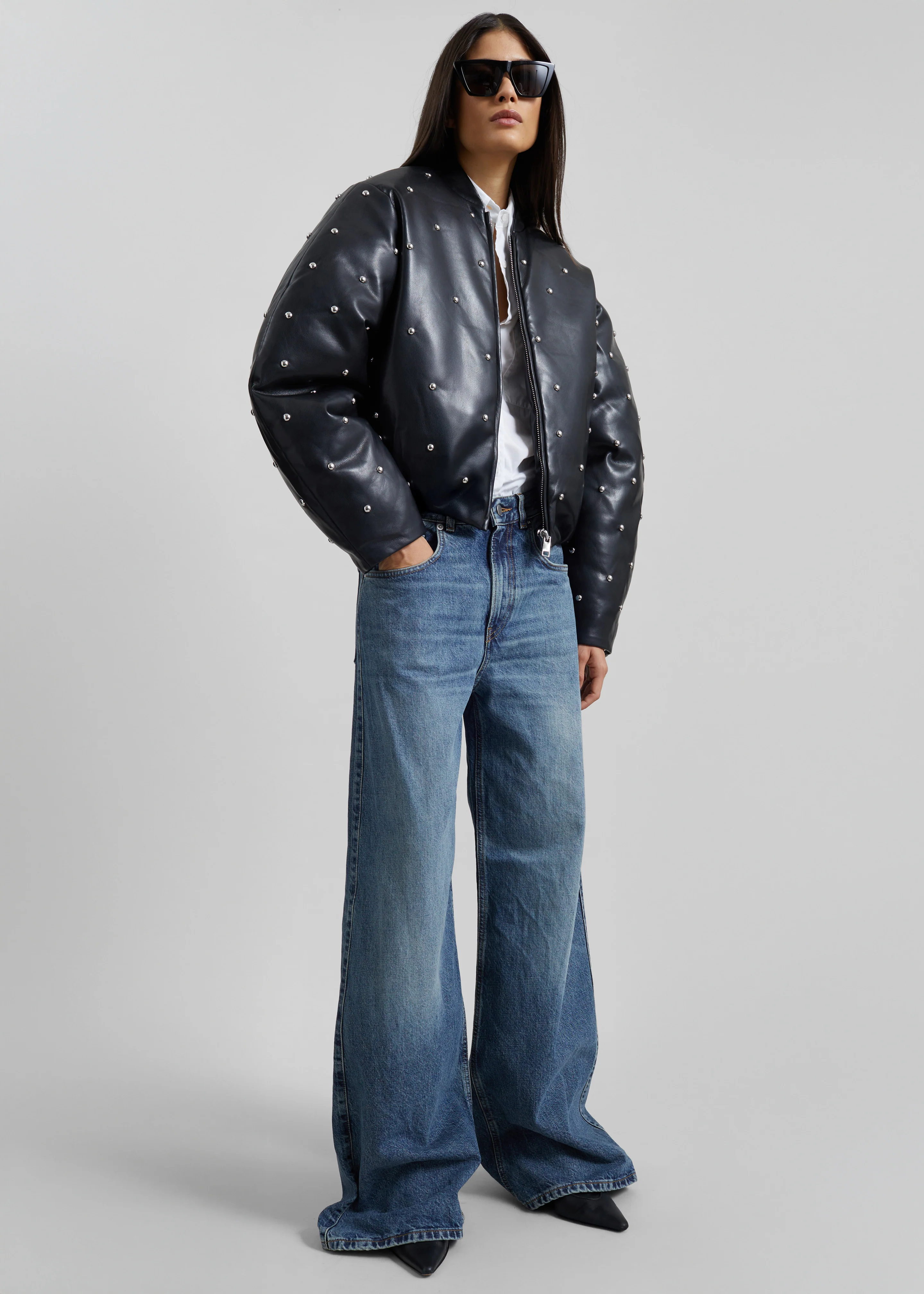 Rotate Studded Padded Jacket - Black - Image 2