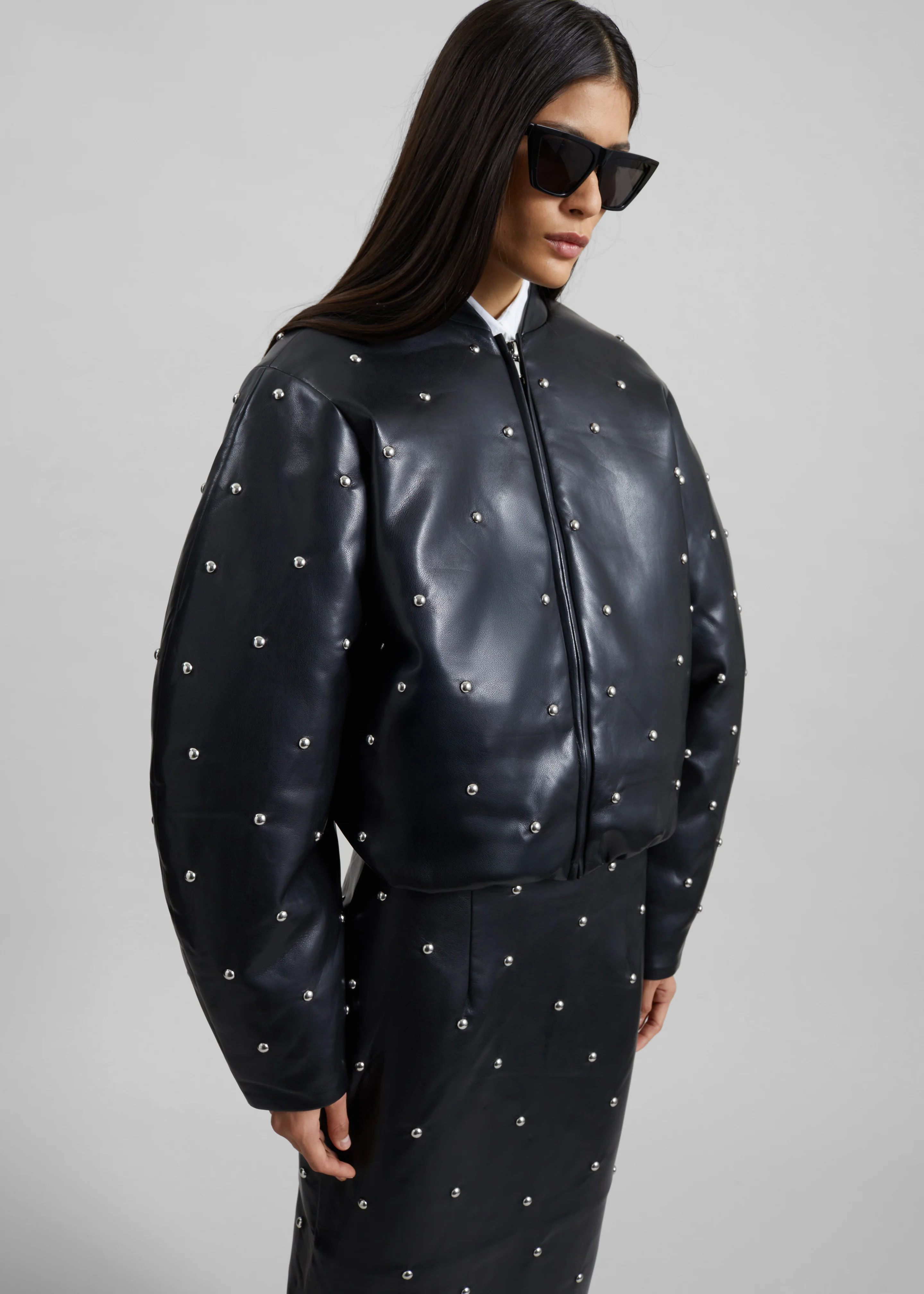 Rotate Studded Padded Jacket - Black - Image 3