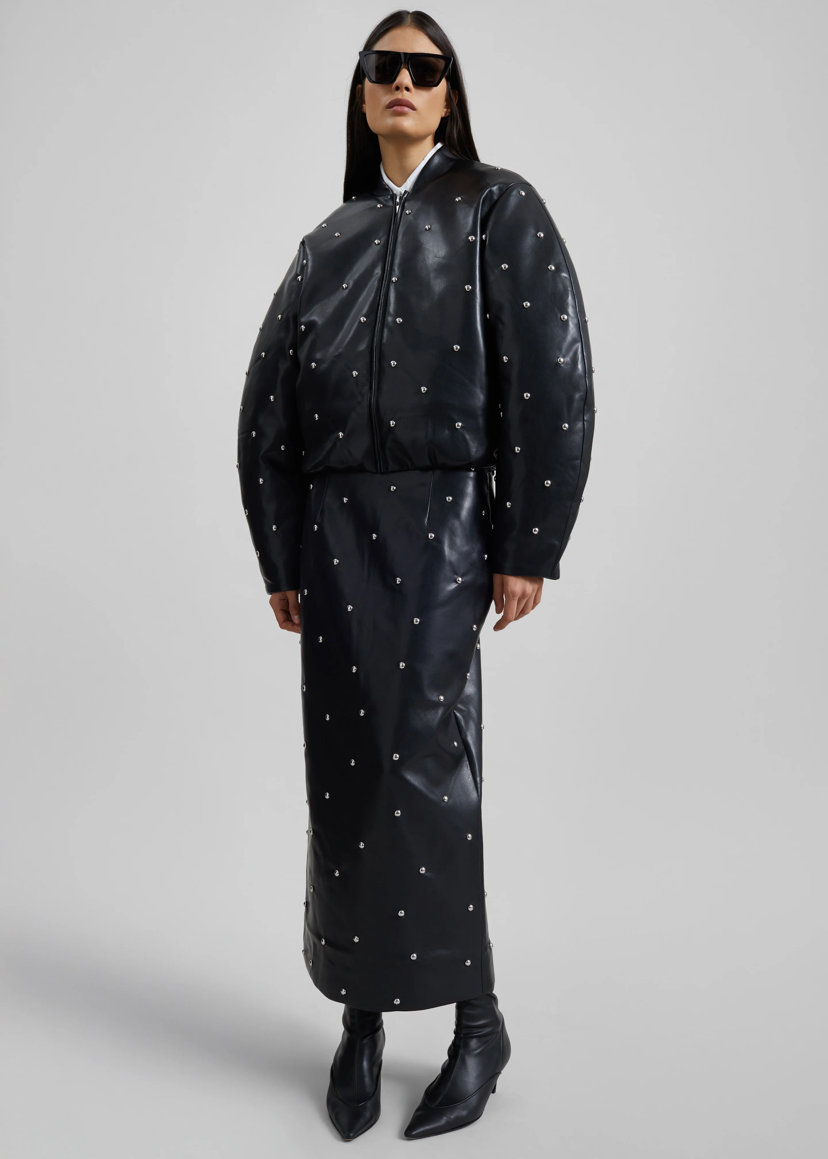 Rotate Studded Padded Jacket - Black - Image 4
