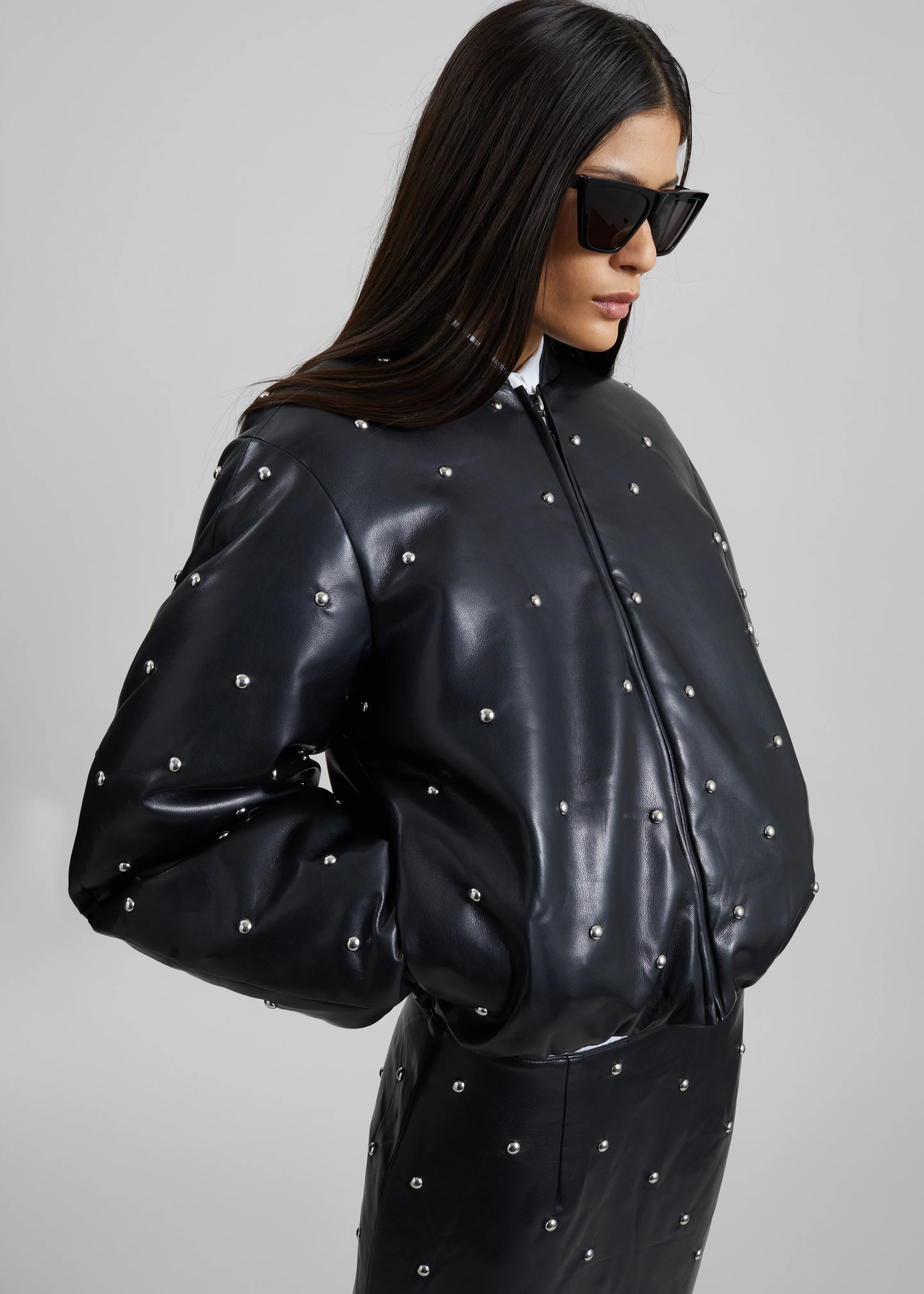 Rotate Studded Padded Jacket - Black - Image 7