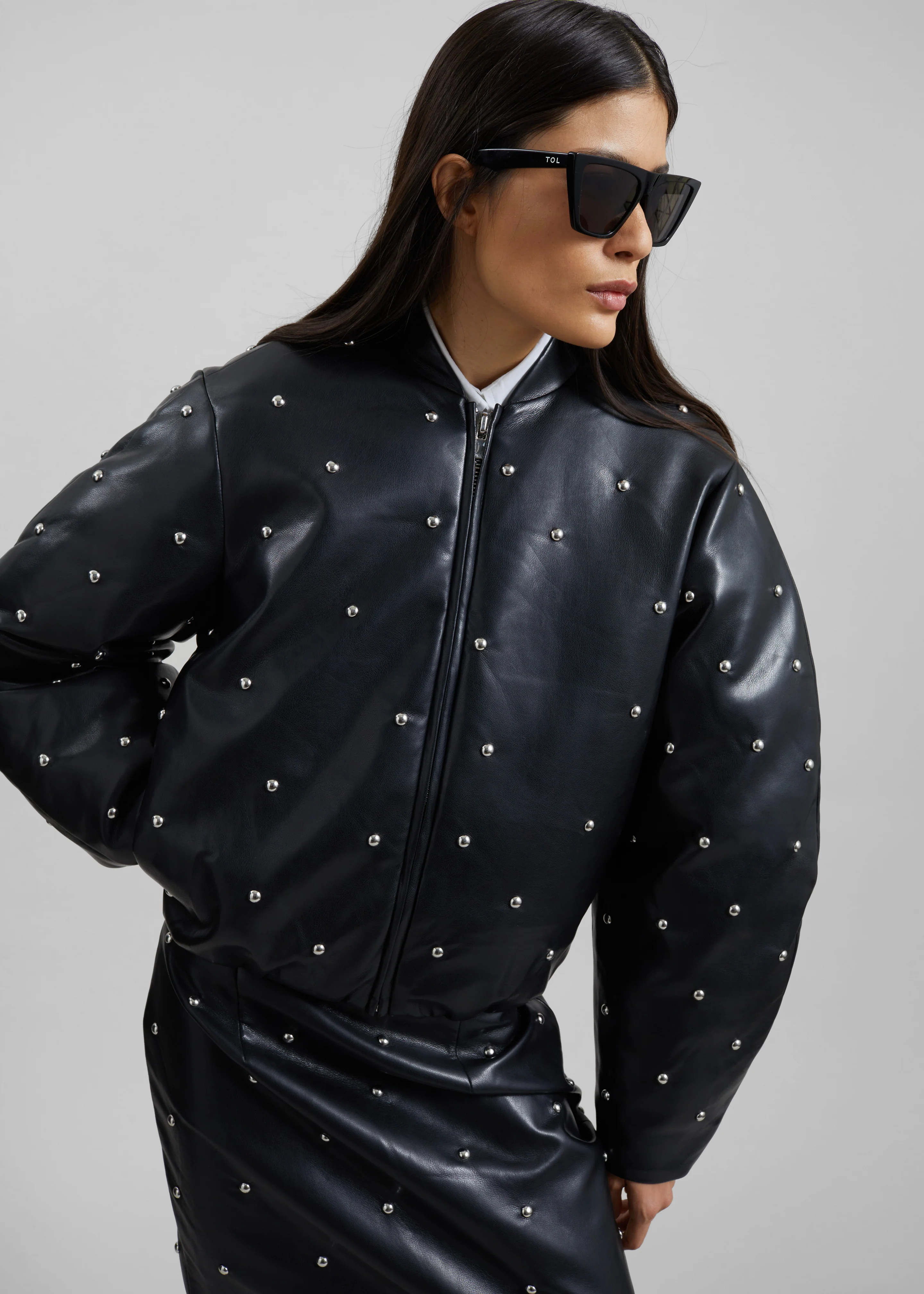 Rotate Studded Padded Jacket - Black - Image 8