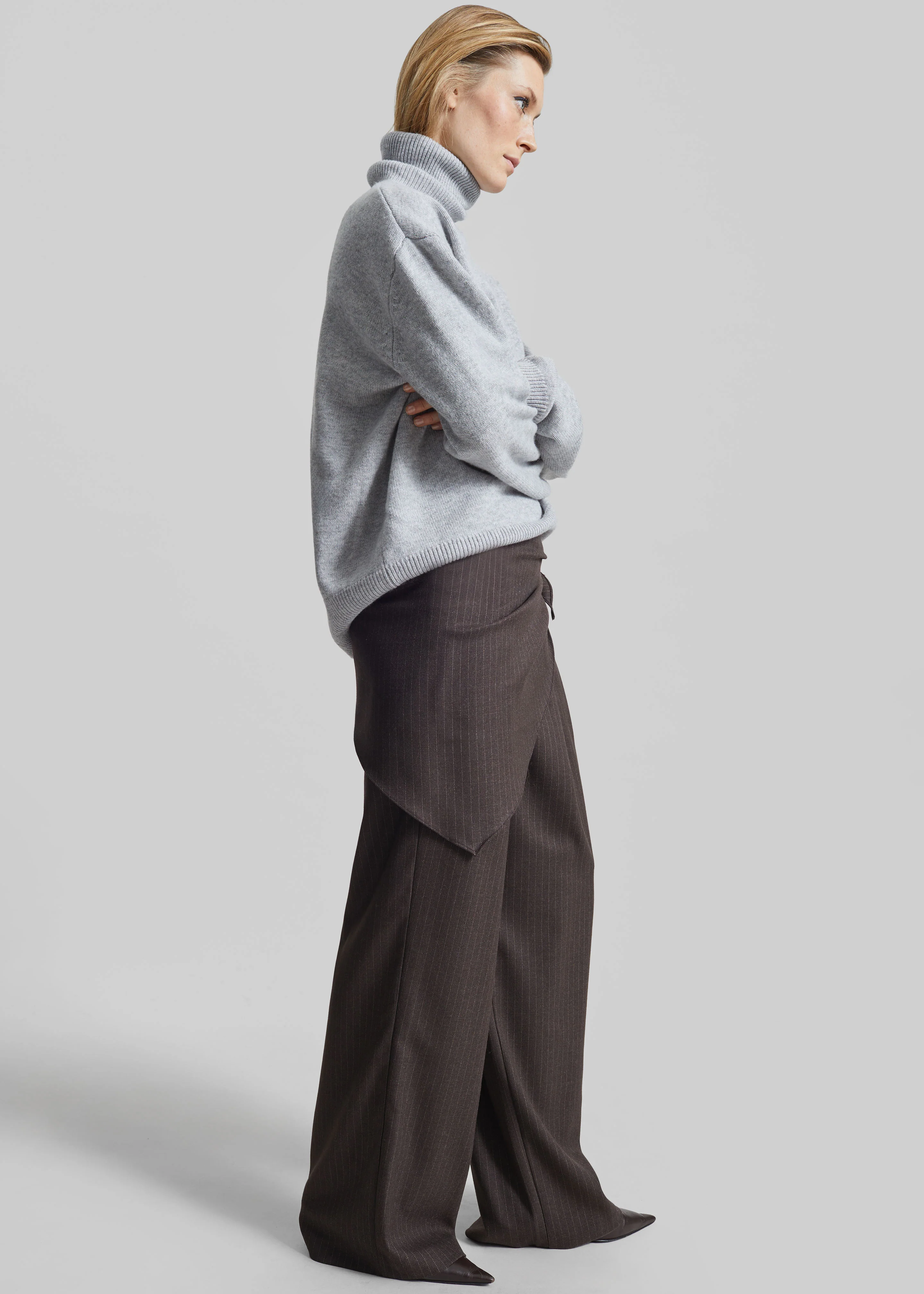 Rovigo Scarf Wrap Pants - Brown Stripe - Image 4