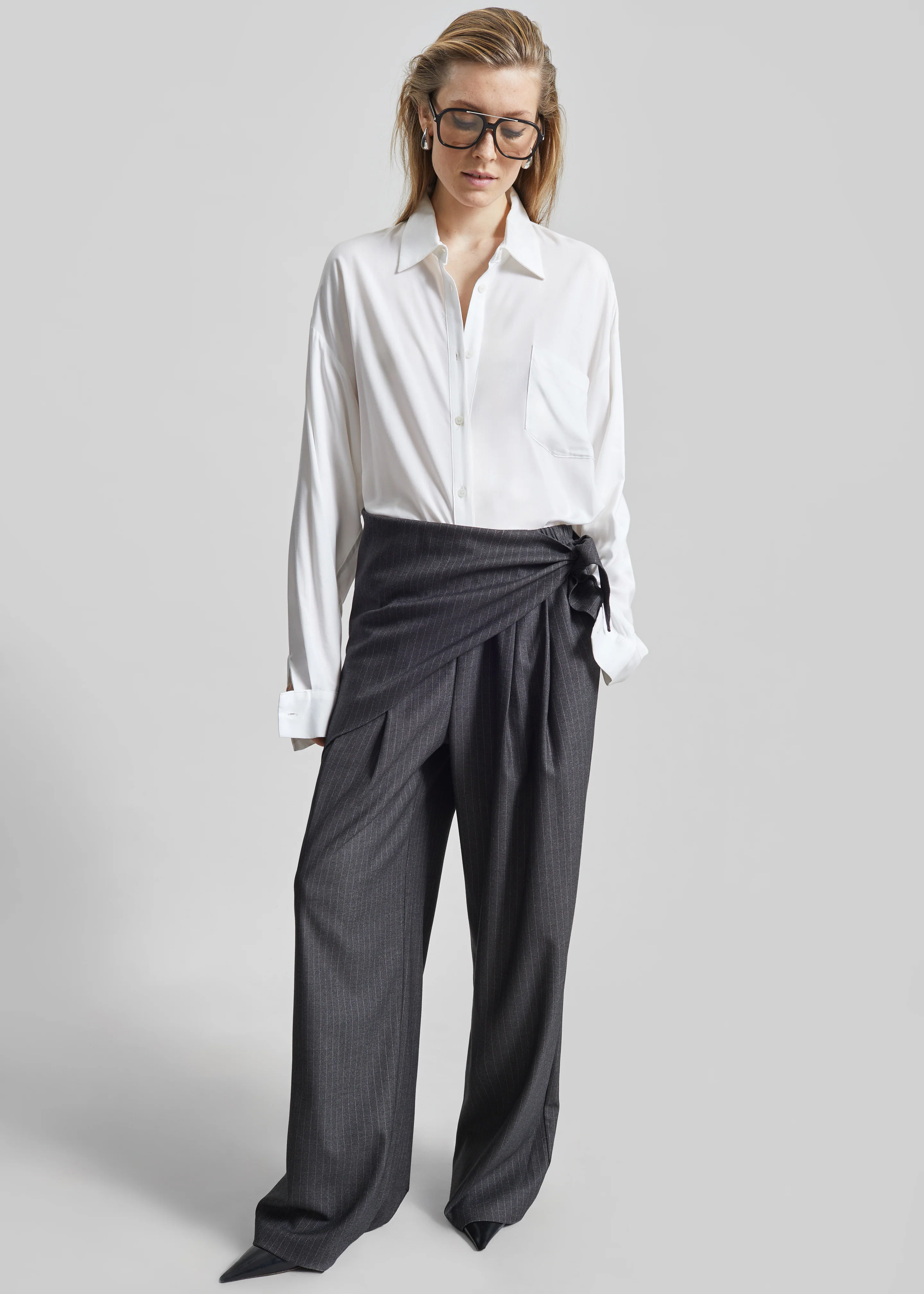 Rovigo Scarf Wrap Pants - Grey Stripe - Image 2