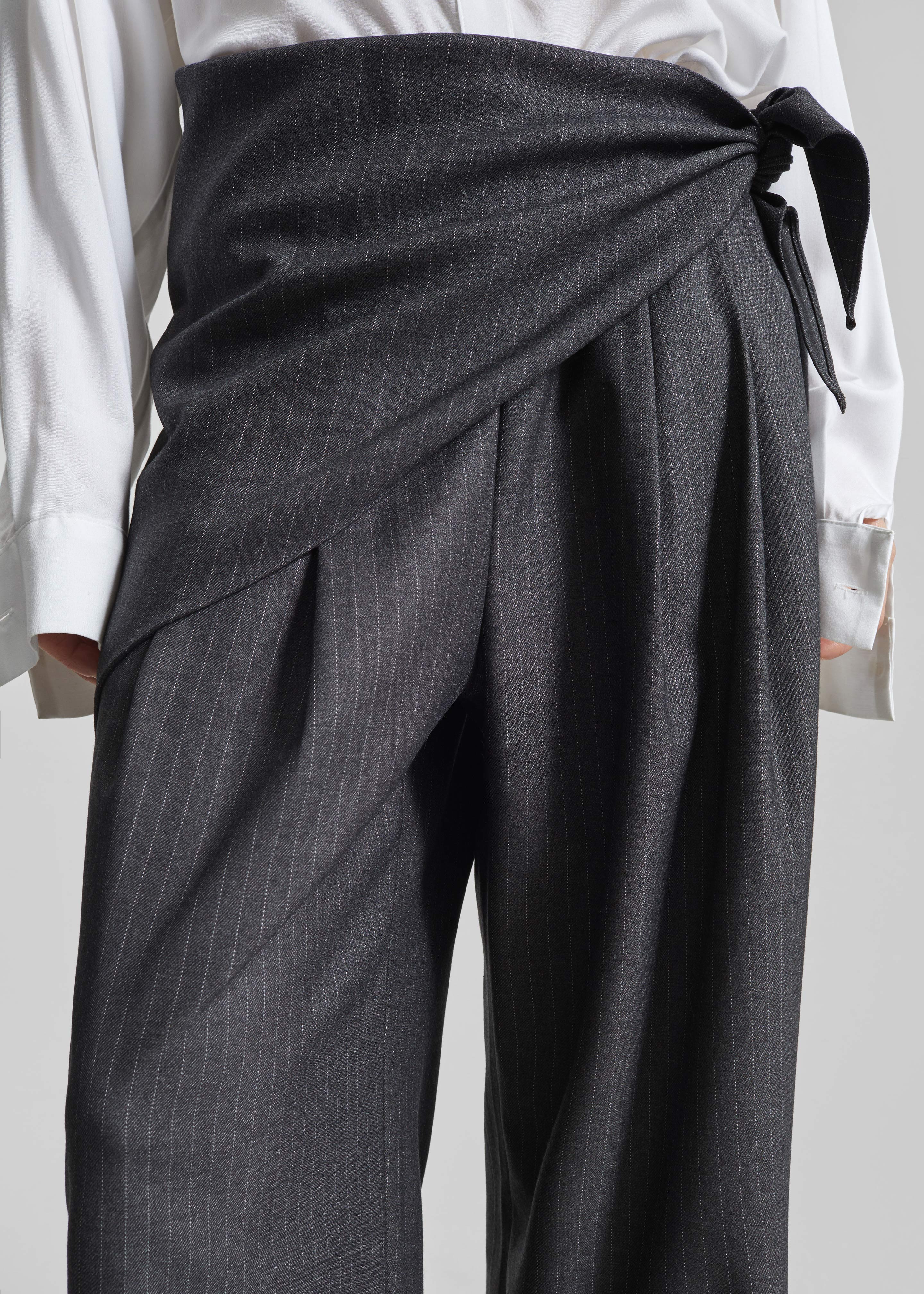 Rovigo Scarf Wrap Pants - Grey Stripe - Image 3