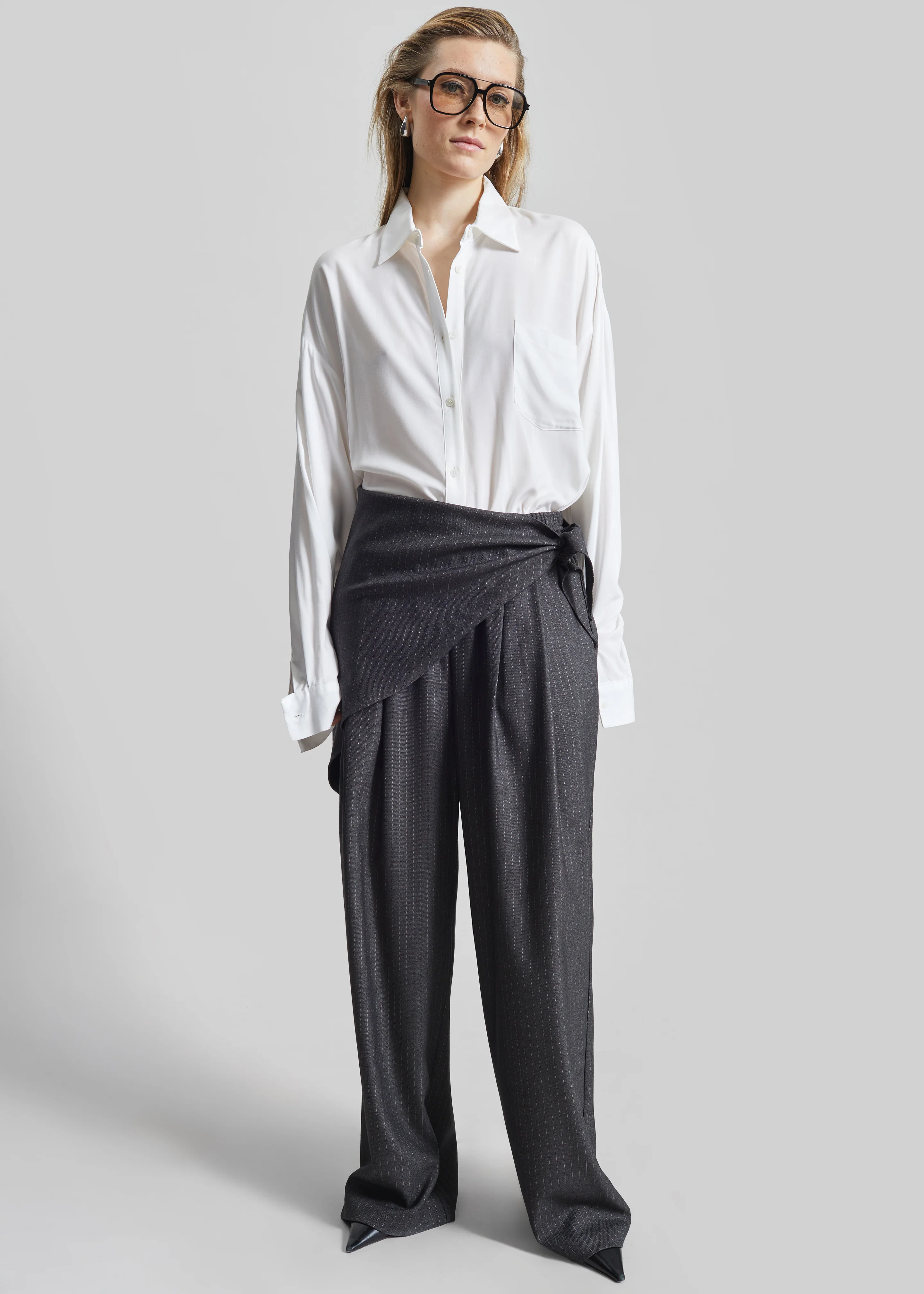 Rovigo Scarf Wrap Pants - Grey Stripe - Image 7