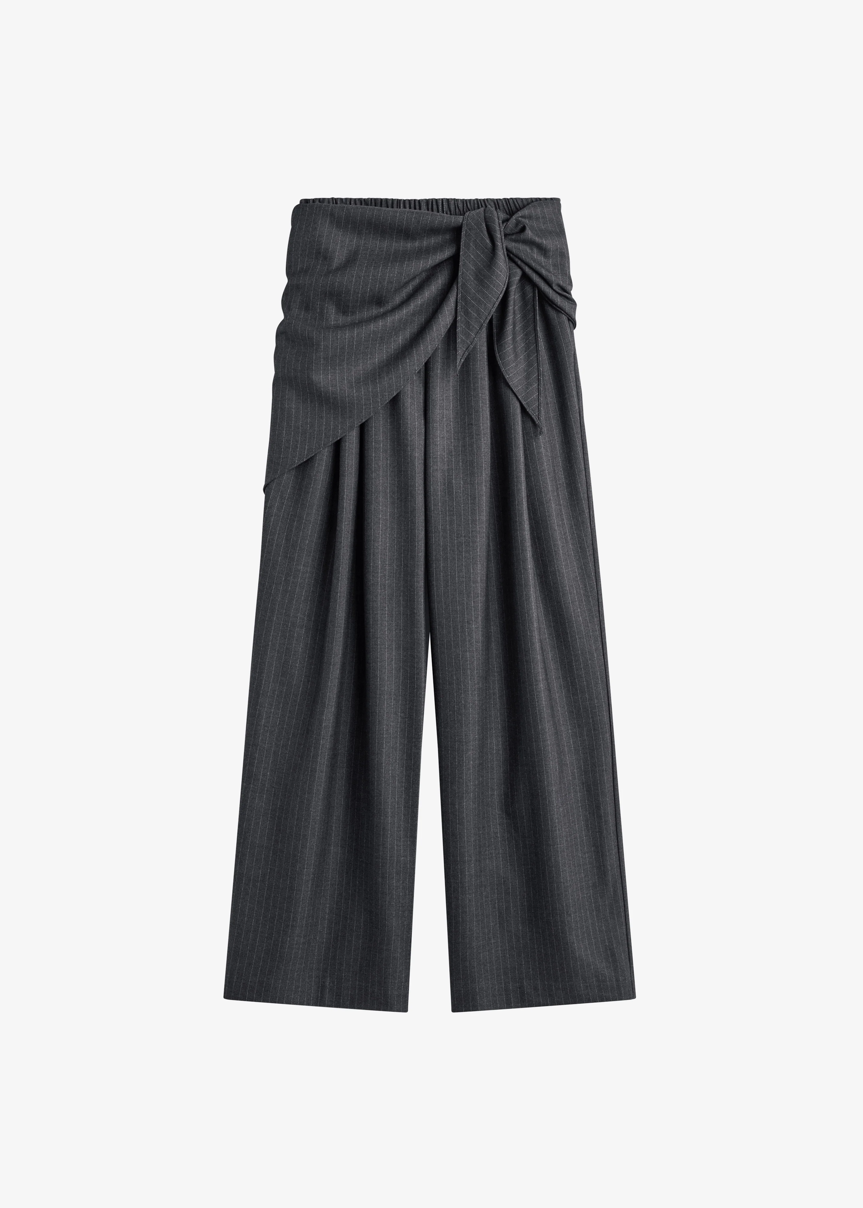 Rovigo Scarf Wrap Pants - Grey Stripe - Image 9